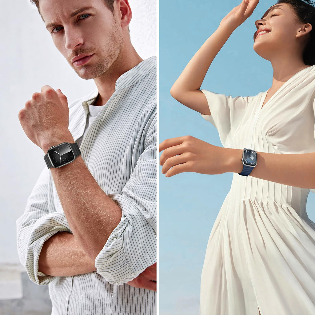 Bisikor Compatible with Apple Watch Band 49 46 45 44 42 41 40 38mm, Double Sided Wearable Silicone Magnetic Strap for iWatch Ultra SE Series 11 10 9 8 7 6 5 4 3 2 1 (38/40/41/42, Beige/Gray)
