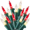 Christmas Lights Indoor Outdoor, 2PACK 13FT 50-count Lights Incandescent Mini valentine's day String Light, 120V Certified Green Wire Light for Xmas Tree, Patio, Holiday, Party, Home, Garden Decor,Red
