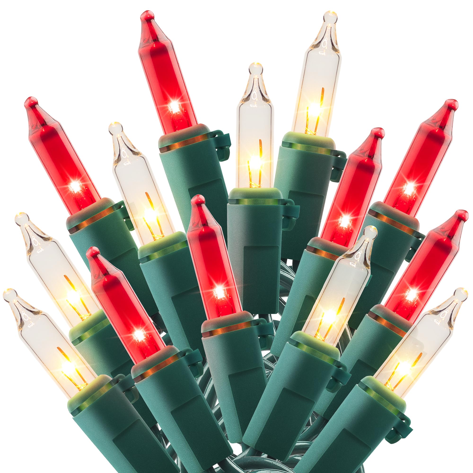 Christmas Lights Indoor Outdoor, 2PACK 13FT 50-count Lights Incandescent Mini valentine's day String Light, 120V Certified Green Wire Light for Xmas Tree, Patio, Holiday, Party, Home, Garden Decor,Red