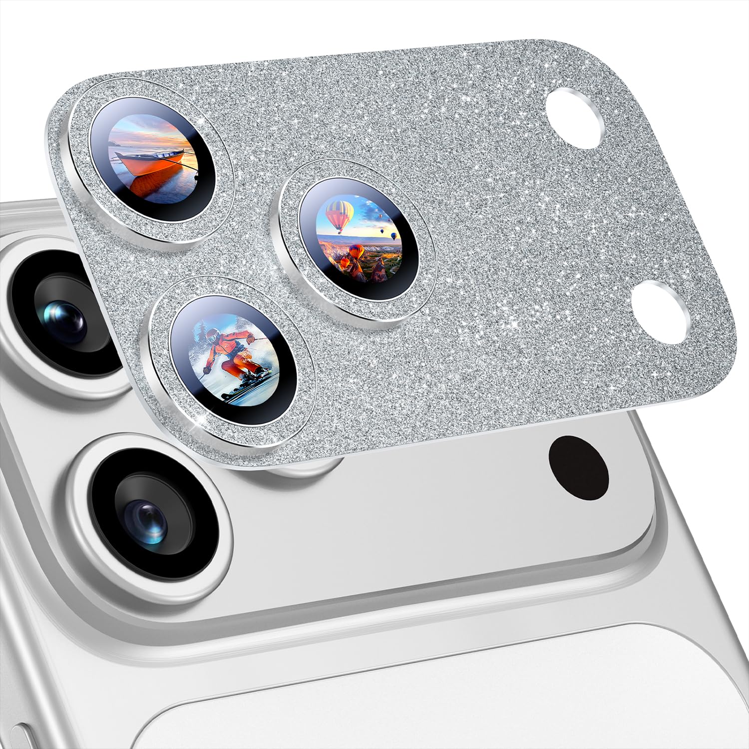 Uyiton Compatible with iPhone 17 Camera Lens Protector - [Not Easy to Break][Strong Adsorption][Case-Friendly] Metal Tempered Glass Rear Camera Screen Cover - Black