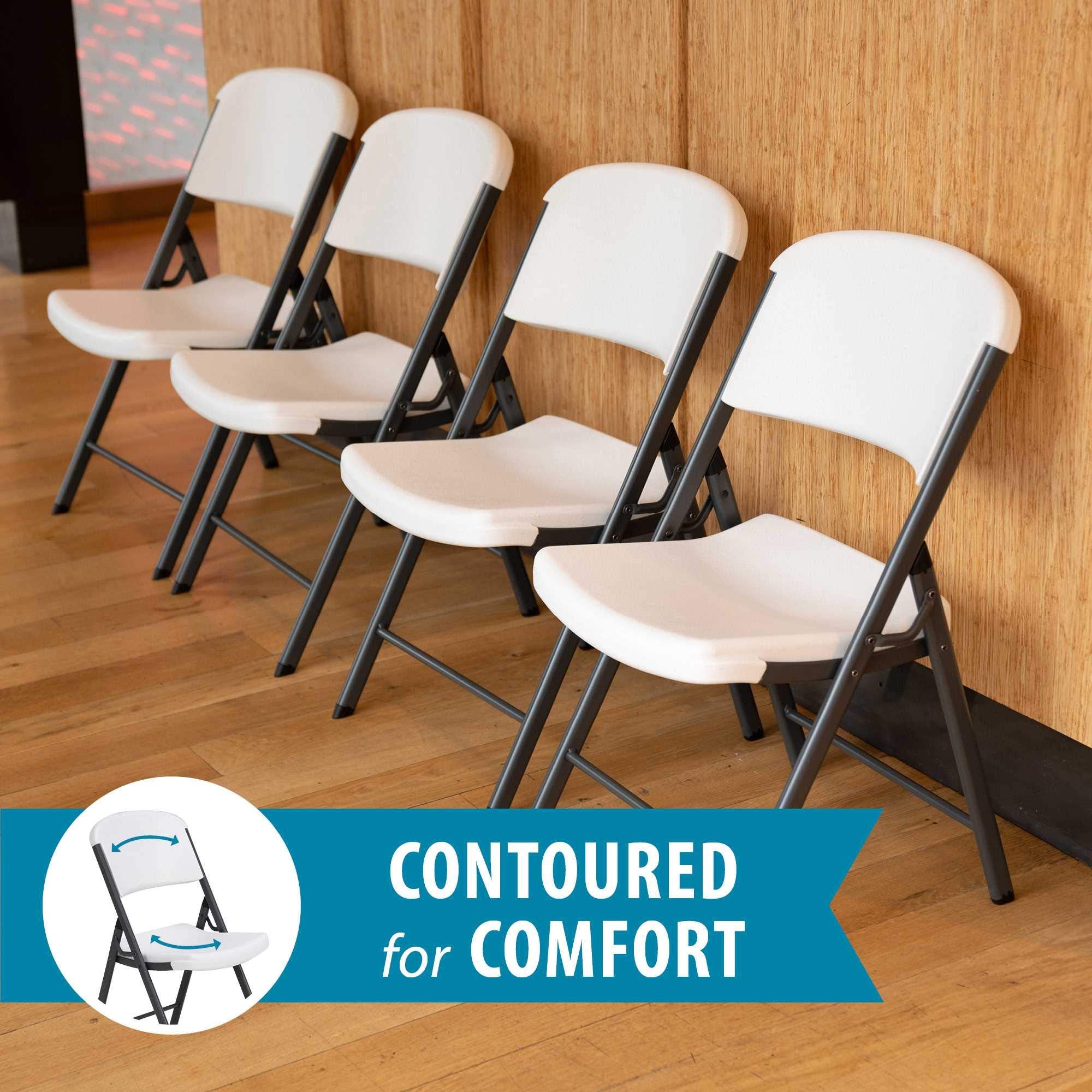 LIFETIME 42803 Commercial Grade Folding Chairs, 4 Pack, Almond