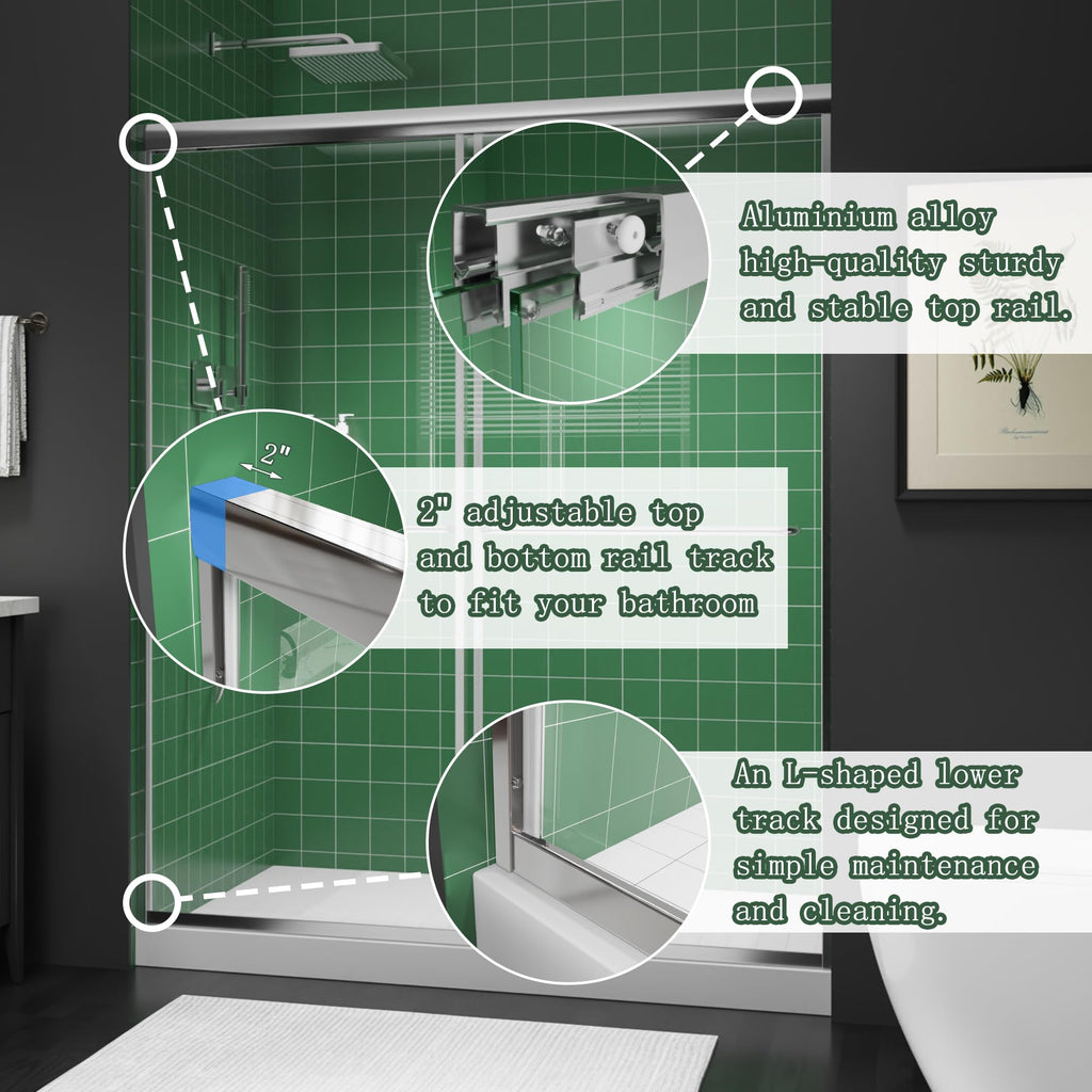 38–42 Inch W x 71 Inch H Semi-Frameless Pivot Shower Door, Swing Glass Shower Door with 1/4" (6mm) Clear SGCC Tempered Glass, Matte Black Finish, Reversible Installation for Bathroom