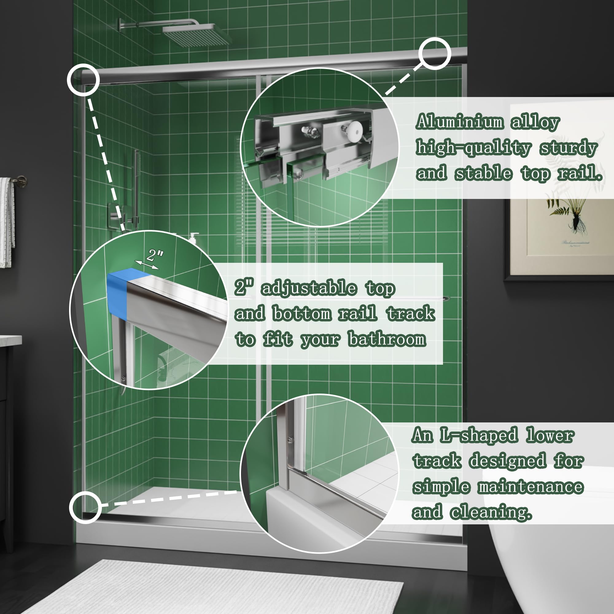 38–42 Inch W x 71 Inch H Semi-Frameless Pivot Shower Door, Swing Glass Shower Door with 1/4" (6mm) Clear SGCC Tempered Glass, Matte Black Finish, Reversible Installation for Bathroom