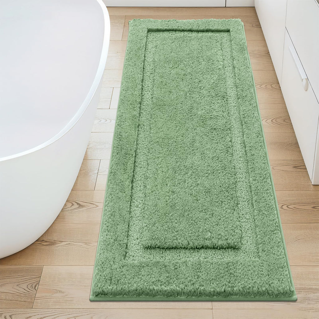 SHACOS Black Bathroom Rugs Sets 3 Piece, 16"x24" + 20"x32" Non Slip Bath Mat and 20"x24" Toilet Rugs U Shaped Washable, Soft Fluffy Water Absorbent Bath Rugs for Bathroom