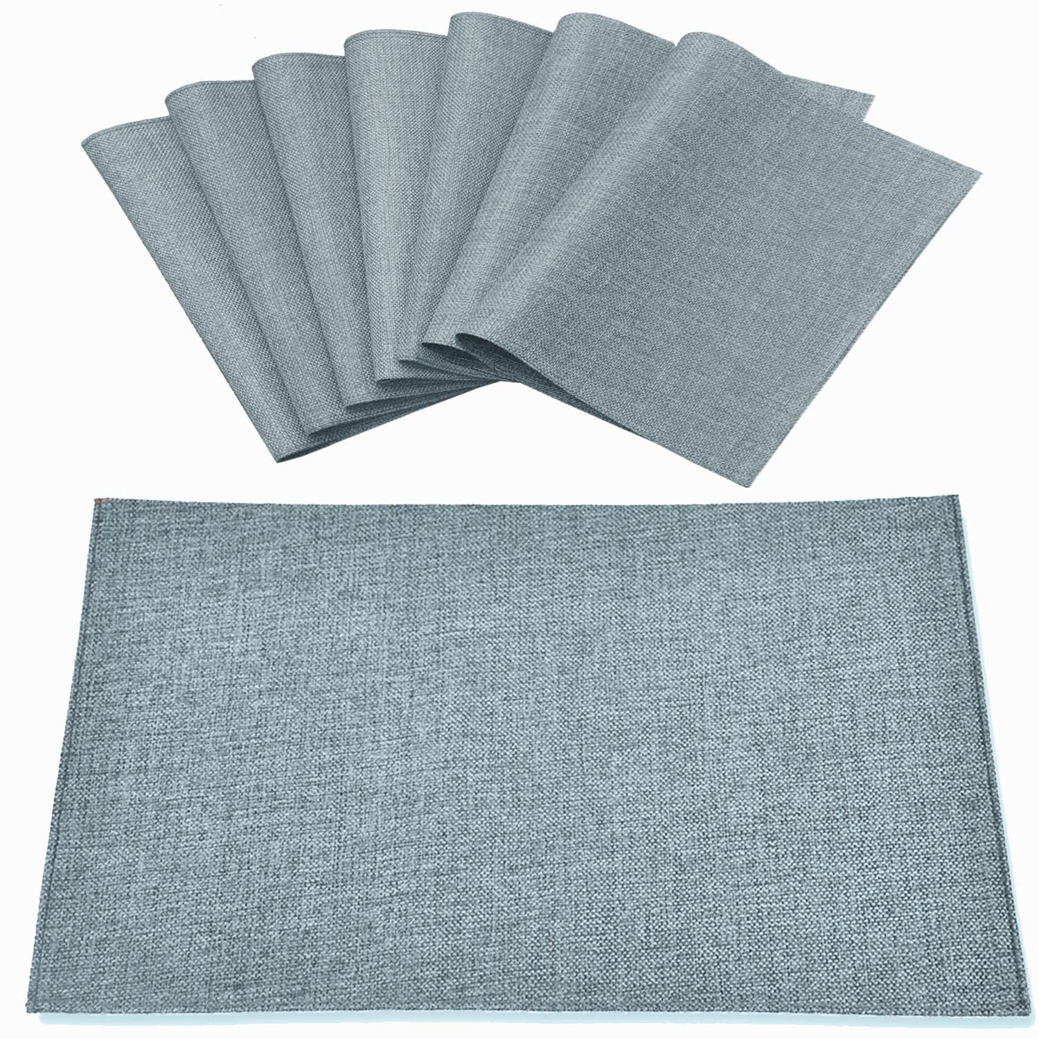 Cloth Placemats Set of 8, Linen Type Fabric Placemats Machine Washable Heat Resistant Placemats Wrinkle Free Thick Polyester Kitchen Place Mats for Dining Table (Beige)