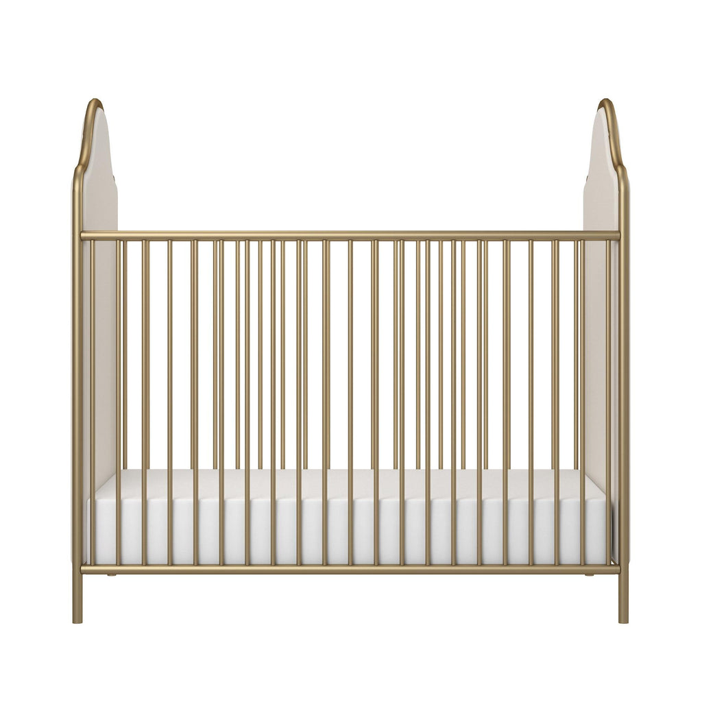 Little Seeds Piper Upholstered Metal Crib, Gold