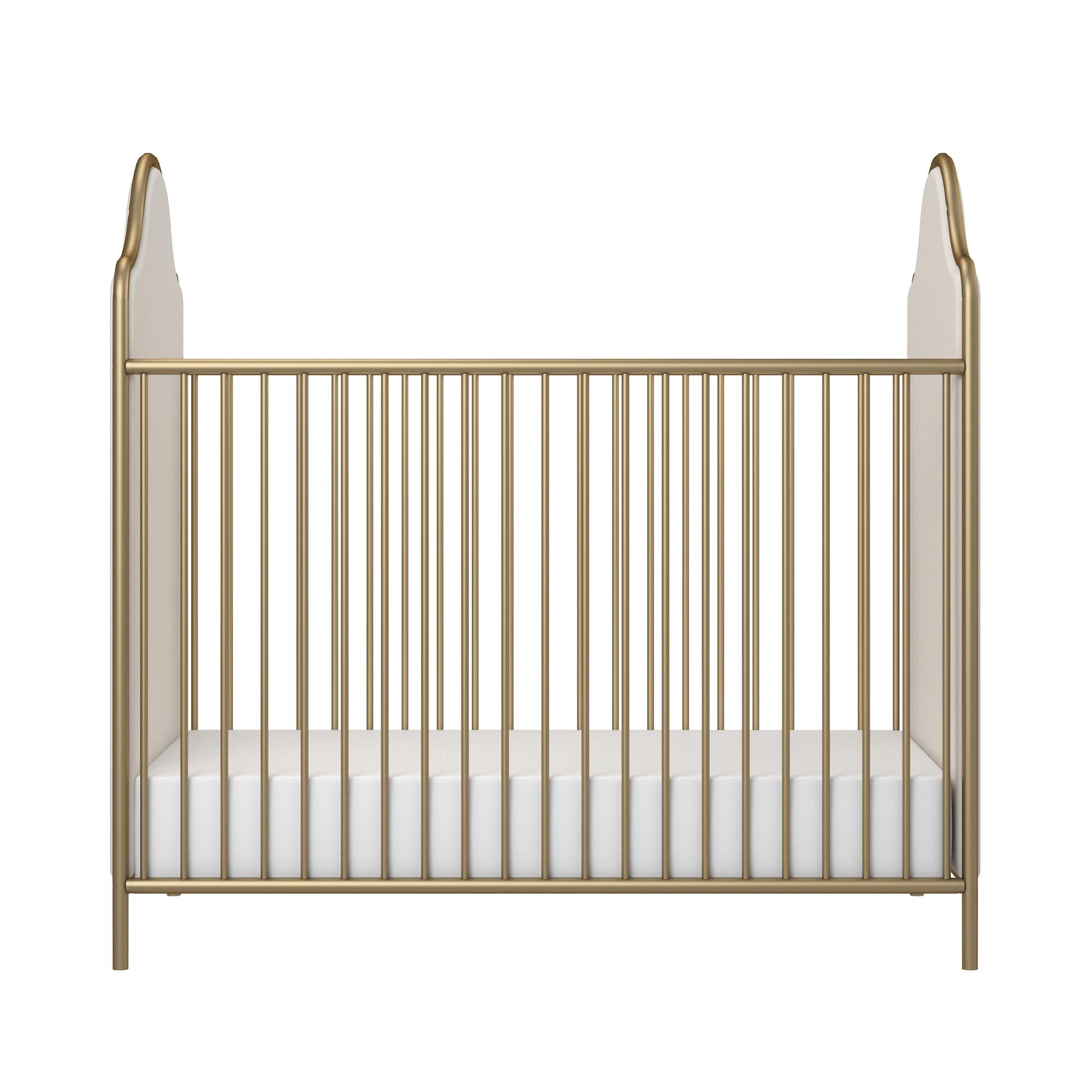 Little Seeds Piper Upholstered Metal Crib, Gold