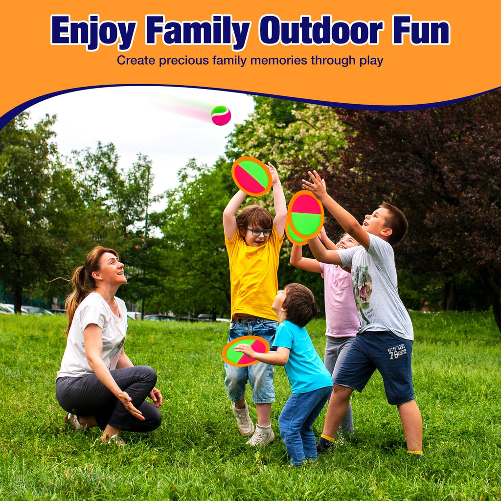 Toss and Catch Ball Game Set - Outdoor & Indoor Sports Toys for Kids - Outside Games for Yard, Lawn, Camping, Beach, Pool - Classic Sticky Paddle Ball Toy for 3 4 5 6 7 8-12 Year Old Boys Girls Gifts