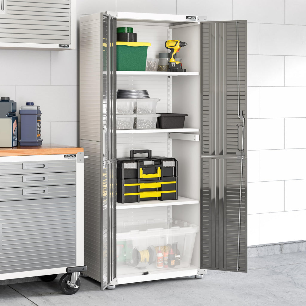 Seville Classics UltraHD Solid Steel Lockable Metal Storage Cabinet Locker Organizer, w/Adjustable Shelves for Garage, Warehouse, Office, Classroom, Granite, 30" W x 18" D x 72" H