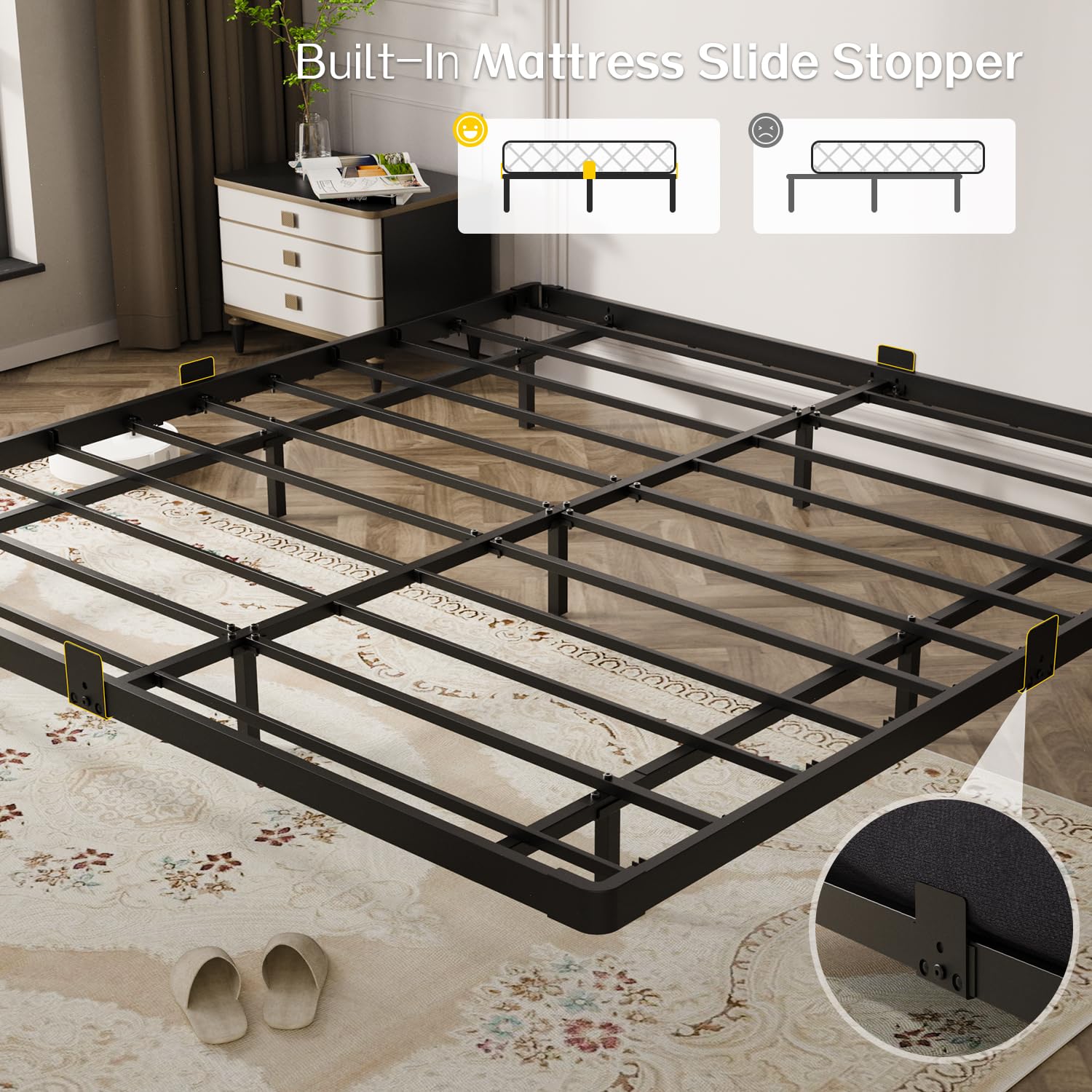 OLEVS Floating Bed Frame Full Size with Smart LED Lights and Charging Station - Modern Metal Platform Bed, Easy Assembly No Box Spring Needed