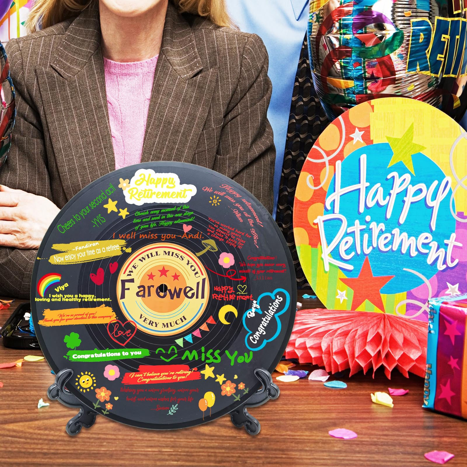 Vinyl Record Sweet 16 Birthday Decorations 11.6"X11.6", 16th birthday decorations Party Favor Sign Poster, 16th Birthday Guest Book Alternative, Great Sweet 16 Gifts for Girls or Boys (16 Years Old)