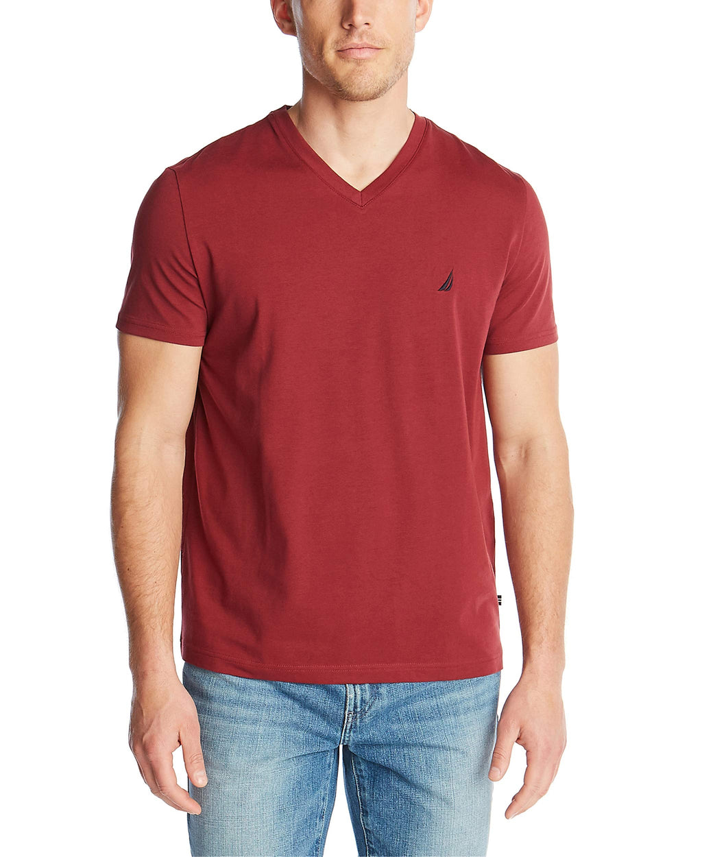 Nautica Mens Short Sleeve Solid Slim Fit V-Neck T-Shirt