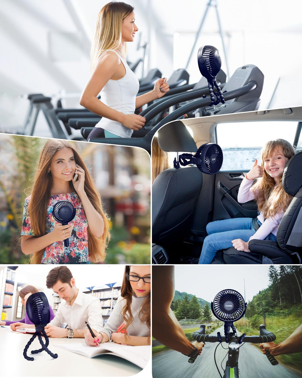 Coohea Stroller Fan Clip on for Baby, 4000mAh Rechargeable Battery Operated, Flexible Tripod, 3 Wind Speed, 360° Rotatable, Small Cooling Portable Fan for Car Seat Crib Golf Cart Bike Treadmill, Black