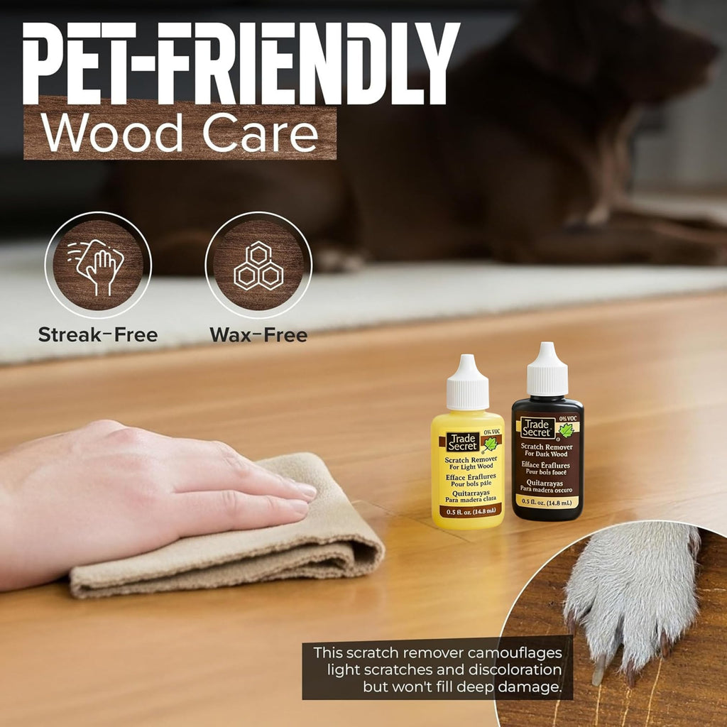 Trade Secret Scratch Concealer for Dark Wood Furniture & Floors – Dark Brown Shade Stain Covers Nicks, Scuffs, Dog & Cat Scratches, Minor Defects – Real Wood Only