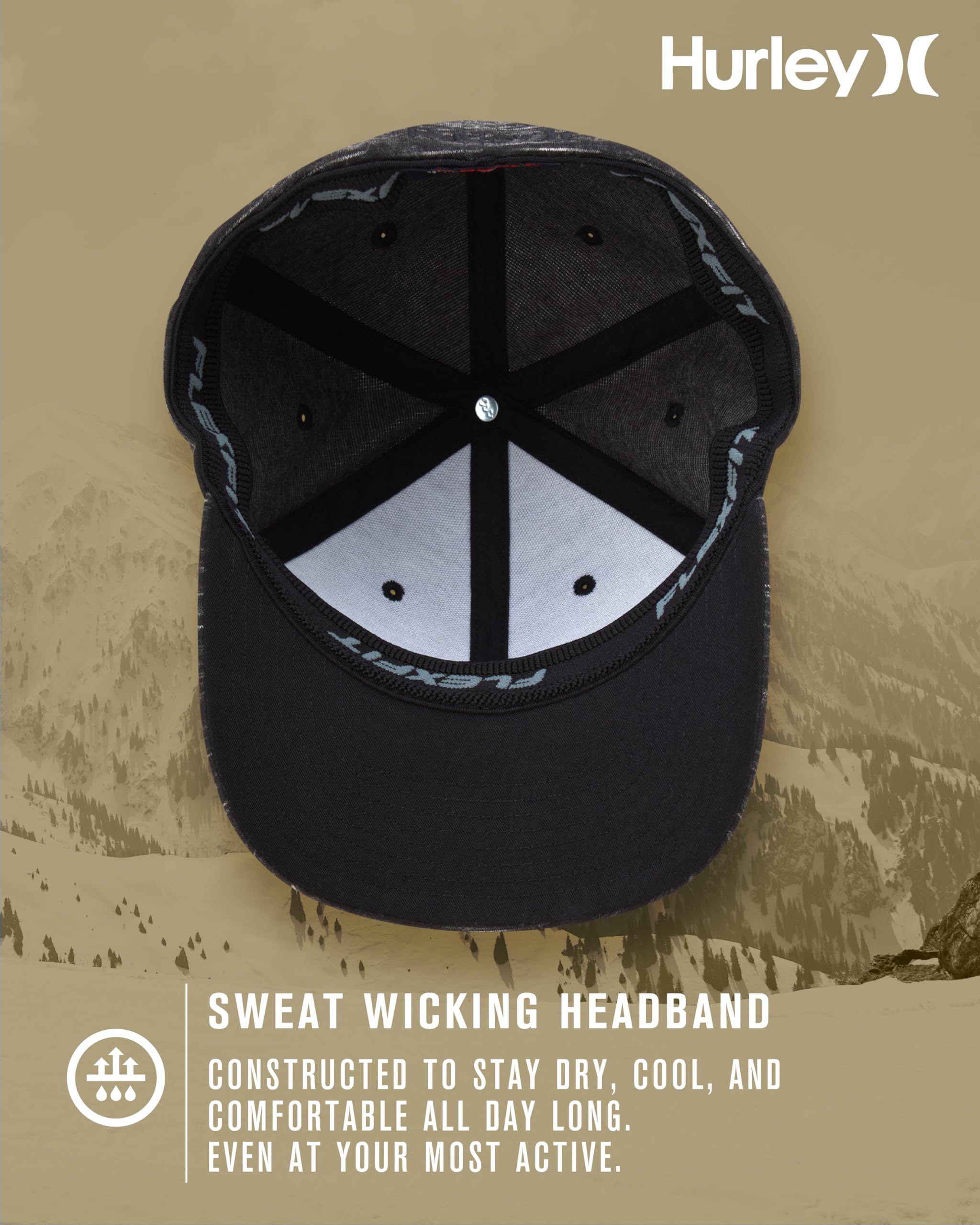 Hurley Men's Caps - One & Only Flexfit Baseball Cap - Fitted Hats for Men (S-XL)
