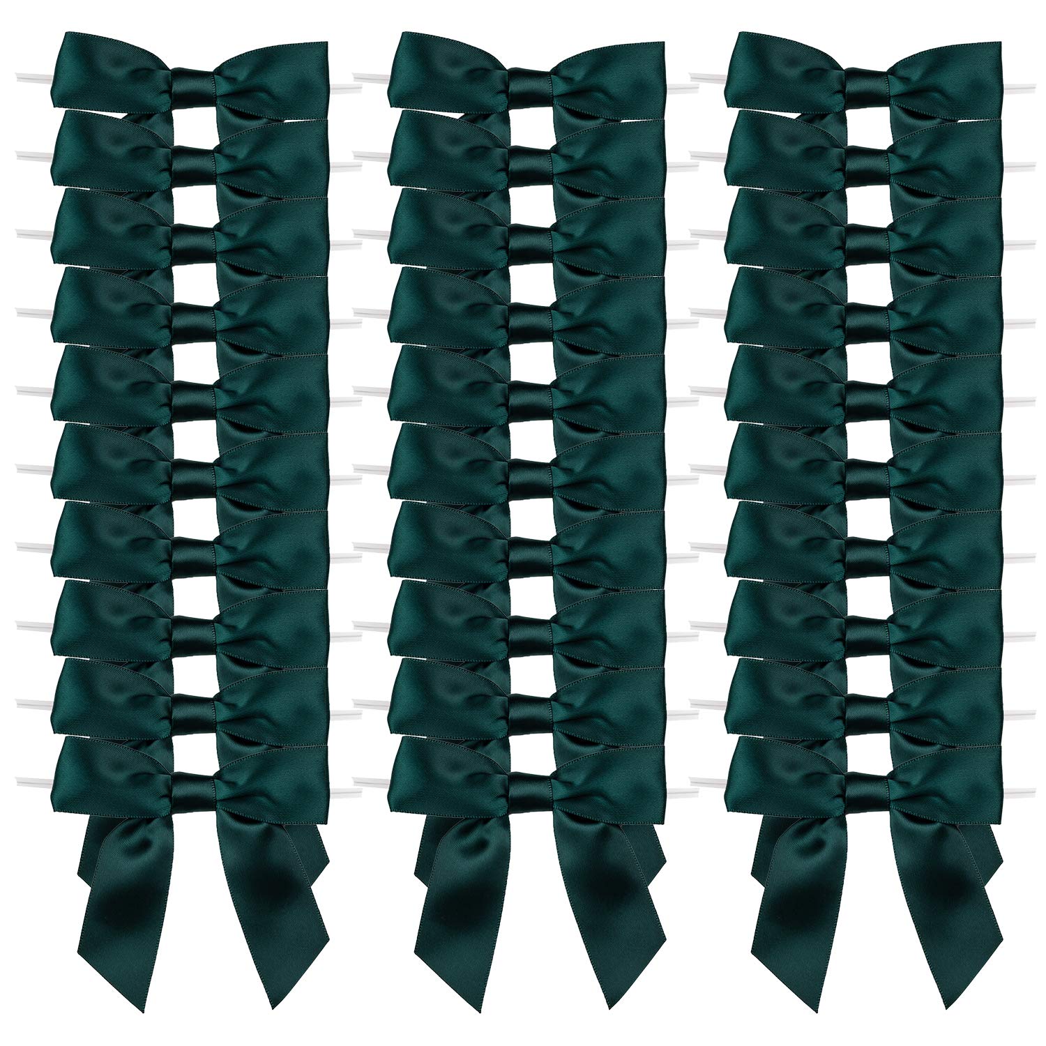 7Rainbows 50pcs Boutique 1.5" Black Satin Ribbon Mini Bows for Craft Sewing Scrapbooking Wedding and Gift Wrapping