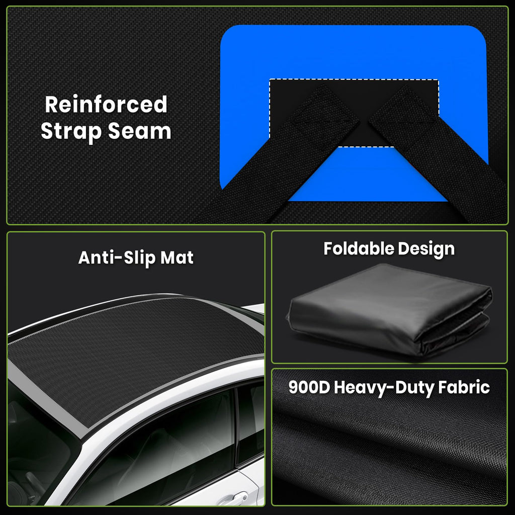 APTY Car Rooftop Cargo Carrier Bag, 16 Cubic Feet Soft Roof Top Luggage Bag for All Vechicles with/Without Racks - with Waterproof Zip, Anti-Slip Mat, Door Hooks, Luggage Lock, Storage Bag