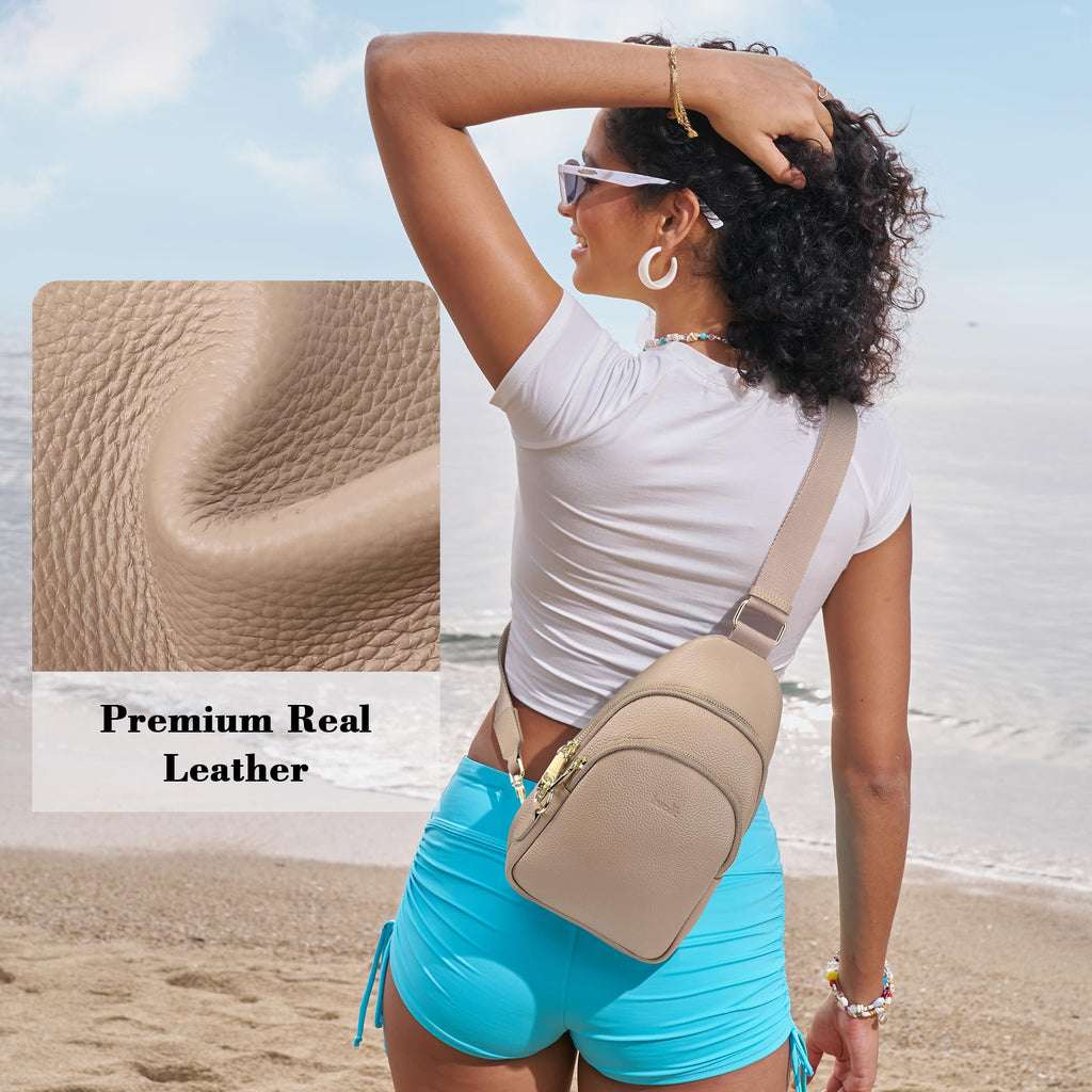 INICAT Small Crossbody Sling Bags Faux Leather Fanny Packs Purses for Women Everyday & Travel