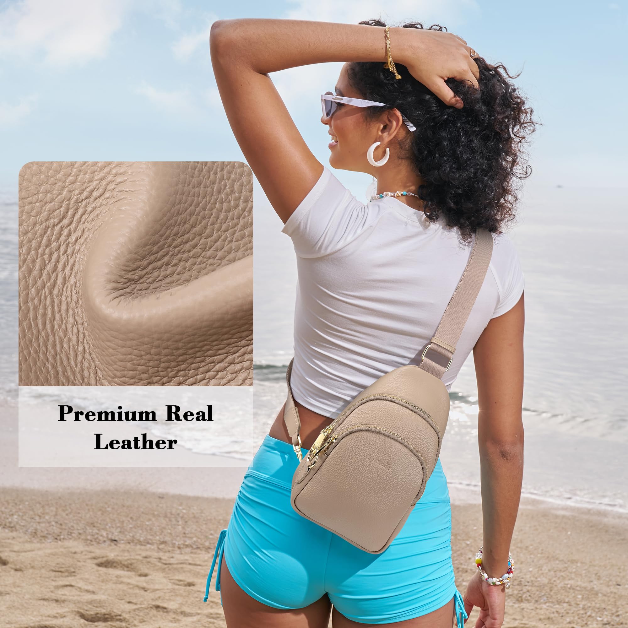INICAT Small Crossbody Sling Bags Faux Leather Fanny Packs Purses for Women Everyday & Travel