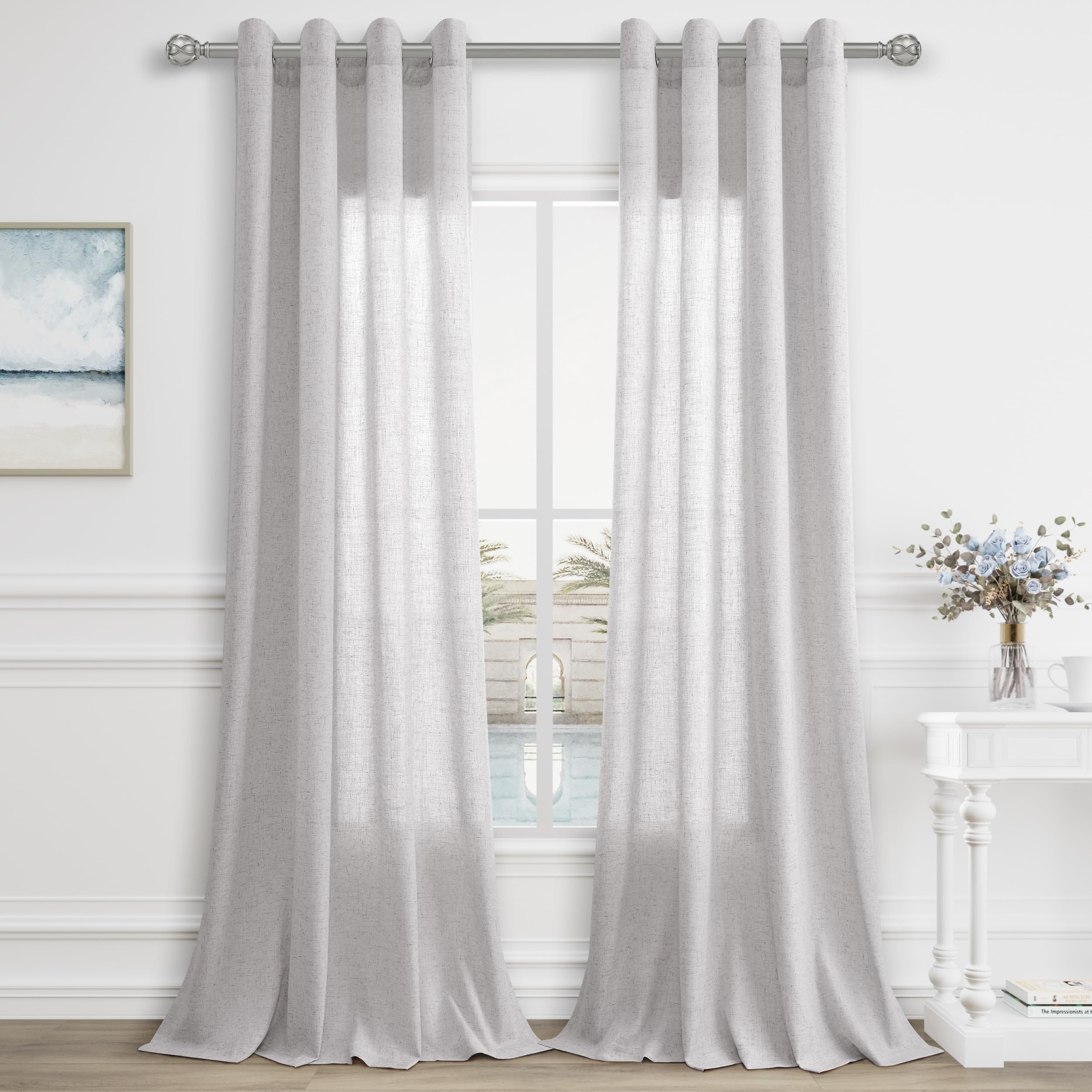 Aersas Black Bedroom Linen Curtains 63 Inch Length 2 Panel Privacy Energy Efficient Semi Sheer Black Linen Drapes for Living Room Modern Farmhouse Grommet Window Curtain for Nursery Office 52x63