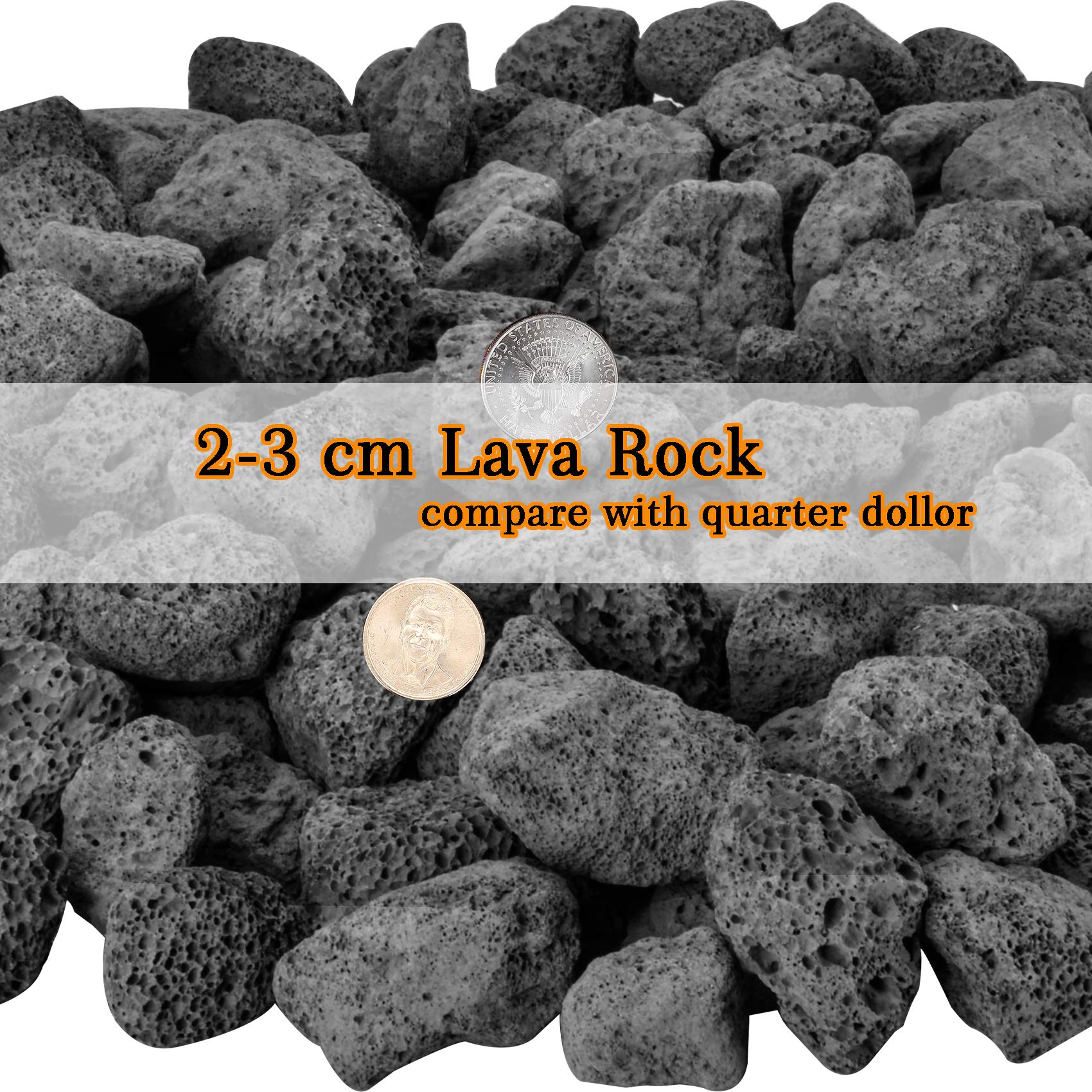 Mr. Fireglass 10 Pounds Black Natural Lava Rock for Indoor Outdoor Gas Fire Pits Fireplaces & Barbecue Grills | Volcanic Lava Stones for Decorating Garden Landscaping, Potted Plants, 0.2"-0.3"