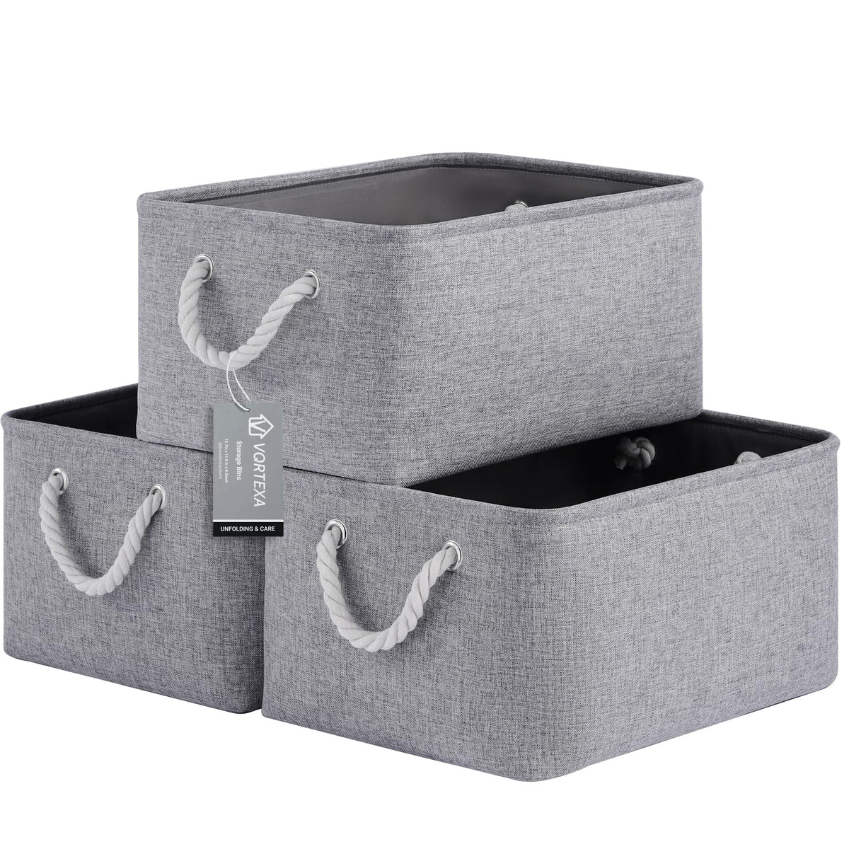 Storage Baskets for Shelves 11.8x7.9x5.2 Inch, Foldable Fabric Storage Bins with Handles, Small Storage Baskets for Organizing Closet, Office, Home Organization (1-Pack, Gray)