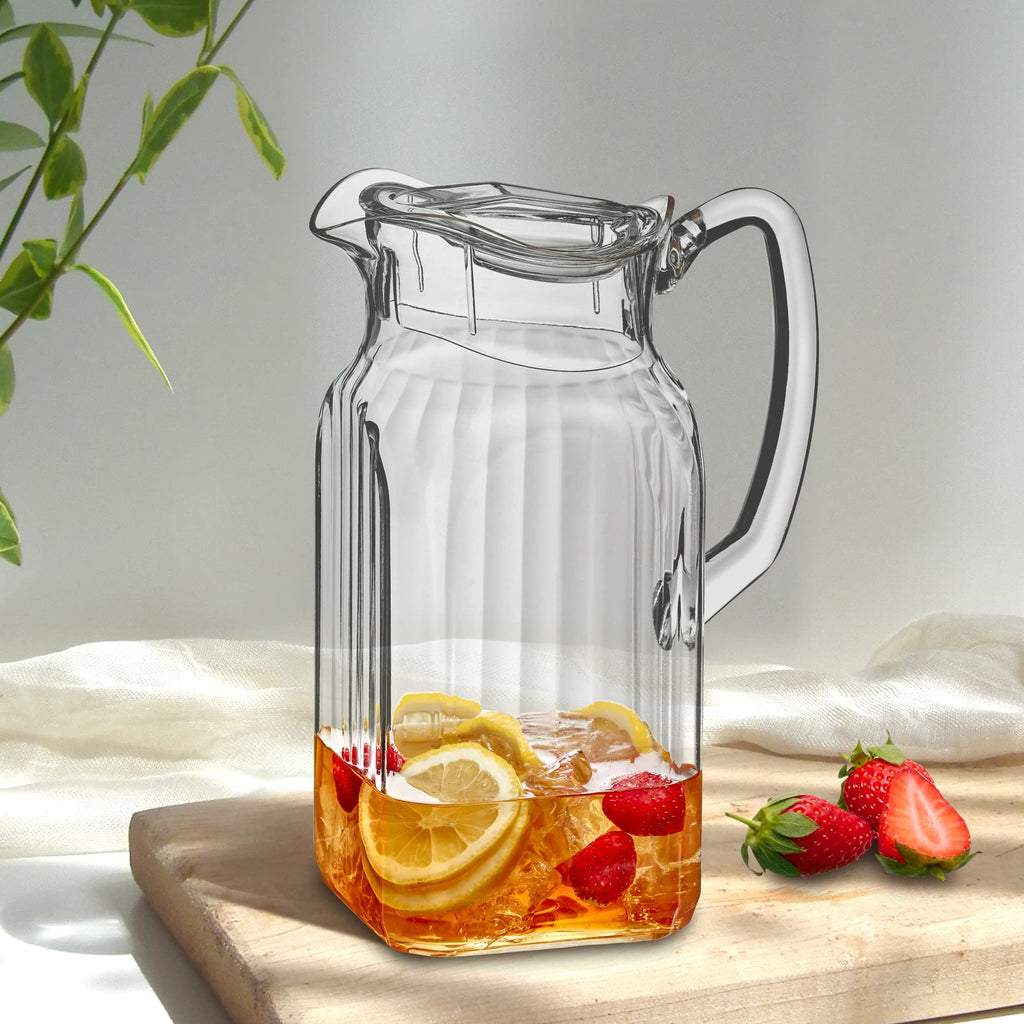 Amazing Abby - Bubbly Whirly - Plastic Pitcher (64 oz, 2 Quart), Clear Water Pitcher with Lid, Fridge Jug, BPA-Free, Shatter-Proof, Great for Iced Tea, Sangria, Lemonade, Juice, Milk, and More