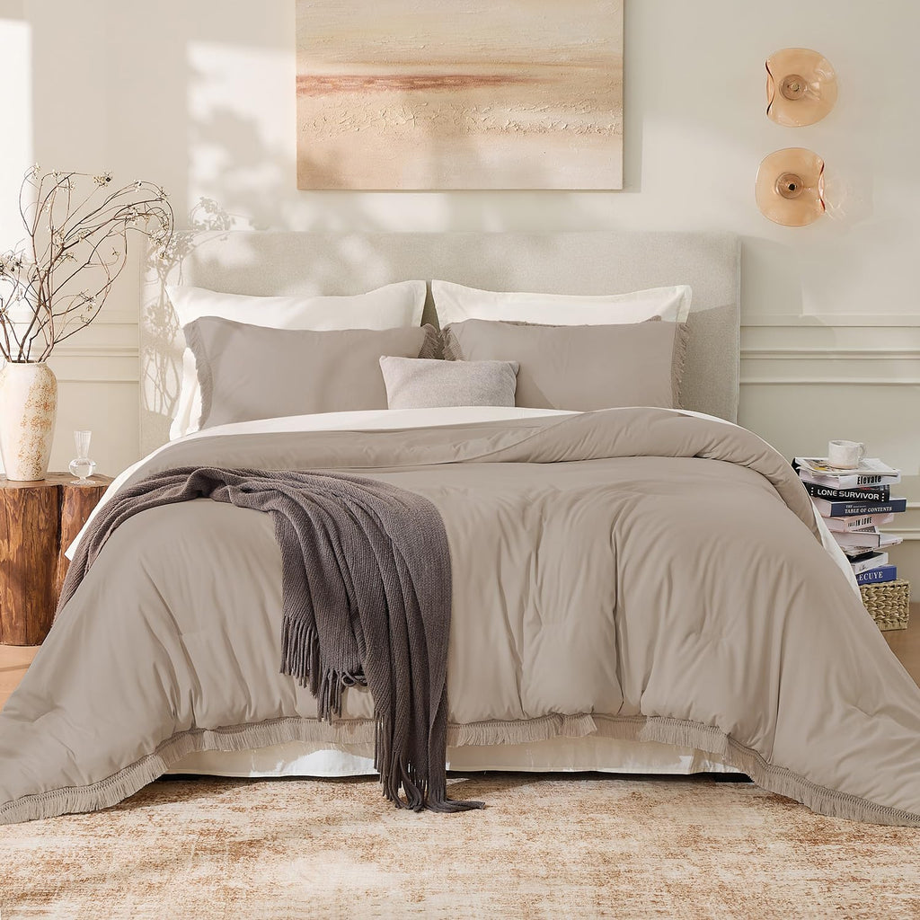 Andency Comforter Full Size Set Burnt Orange, 3 Pieces Boho Terracotta Winter Lightweight Bedding Comforter Sets, All Season Rust Tassel Bed Set (79x90In Comforter & 2 Pillowcases)