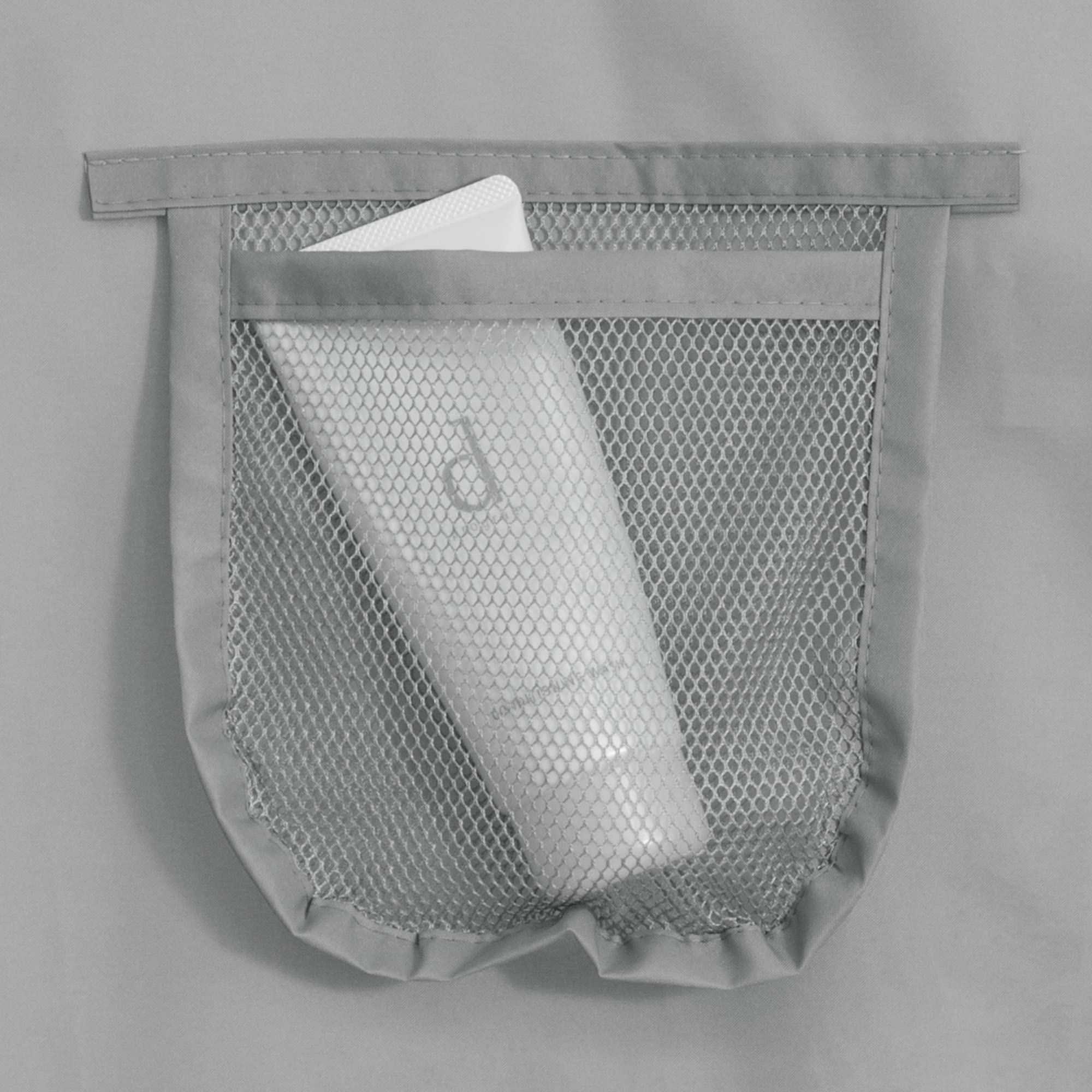 N&Y HOME Waterproof Fabric Shower Curtain or Liner with 9 Mesh Pockets - Black, 71x72 Inches