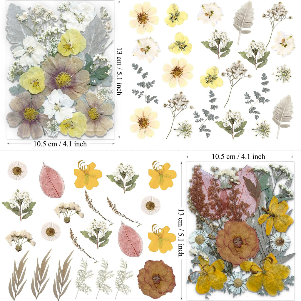 MIKIYA 98Pcs Pressed Dried Flowers for Resin Molds, Real Natural Bulk Big Dry Floral Leave for DIY Art Crafts, Epoxy Jewelry, Candle, Soap Making, Nails Decors