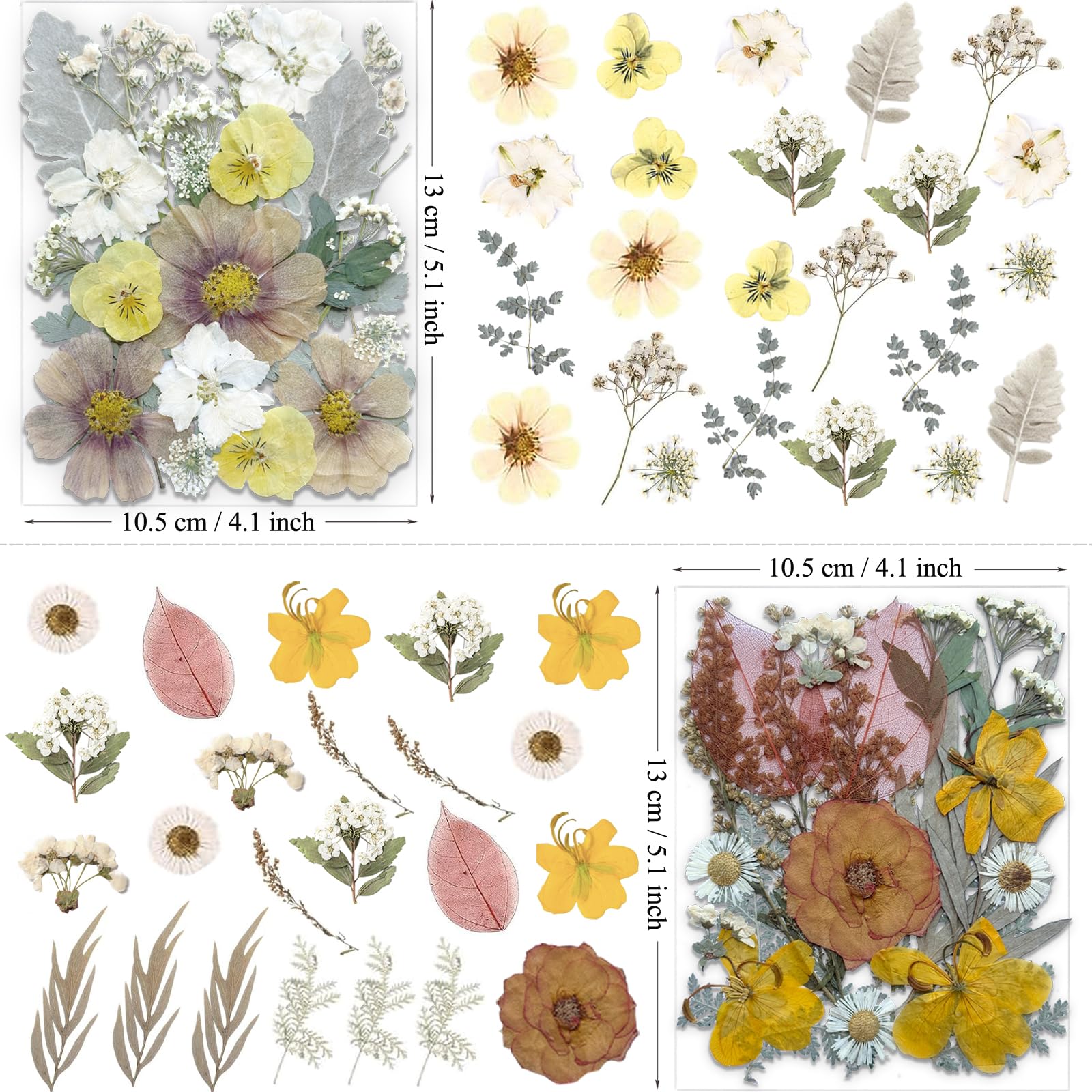MIKIYA 98Pcs Pressed Dried Flowers for Resin Molds, Real Natural Bulk Big Dry Floral Leave for DIY Art Crafts, Epoxy Jewelry, Candle, Soap Making, Nails Decors