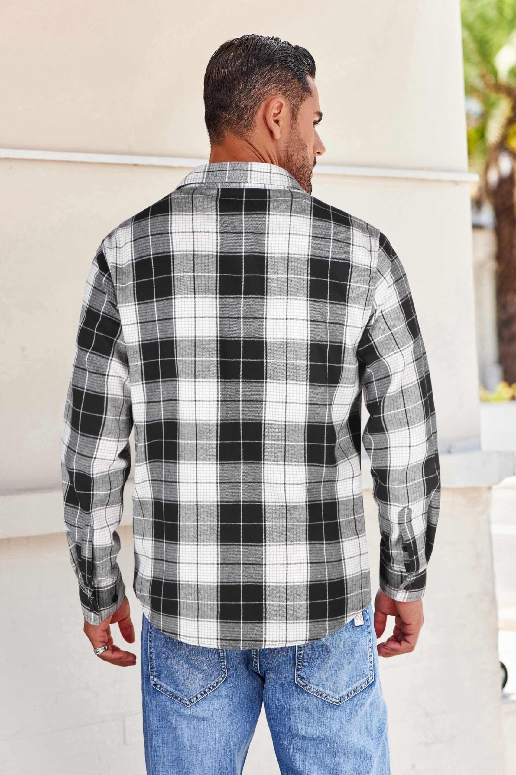 COOFANDY Mens Flannel Shirts Long Sleeve Button Down Shirt with Pocket Casual Shirts Work Shirts for Men