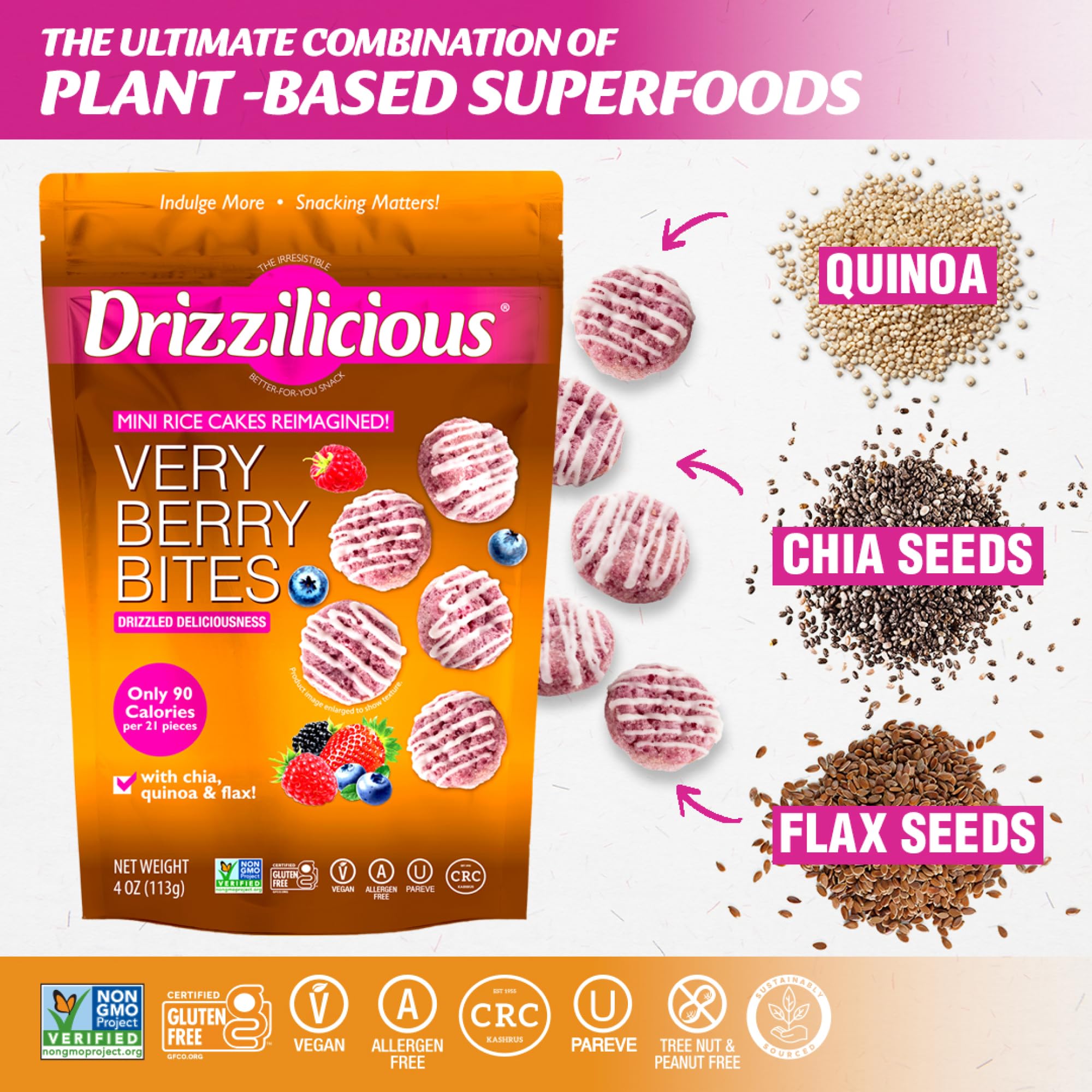 Drizzilicious Mini Flavored Rice Cakes - Rice Crisps, Healthy Snack for Adults and Kids, Vegan, Gluten Free Snack, 90 Calories Per 21 Pieces, S'mores & Cinnamon Swirl - 4 oz (Pack of 6)