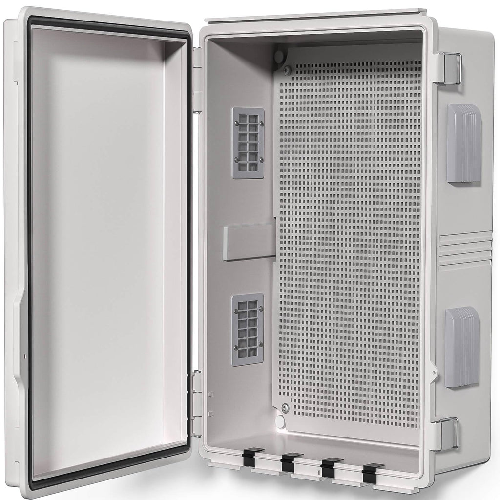 ABS Electrical Junction Box, Ventilated Design, Cable Grommets, IP65 Waterproof Enclosure, Indoor/Outdoor Use with Mounting Panel. (Clear Cover, 8.7"x6.7"x4.3")