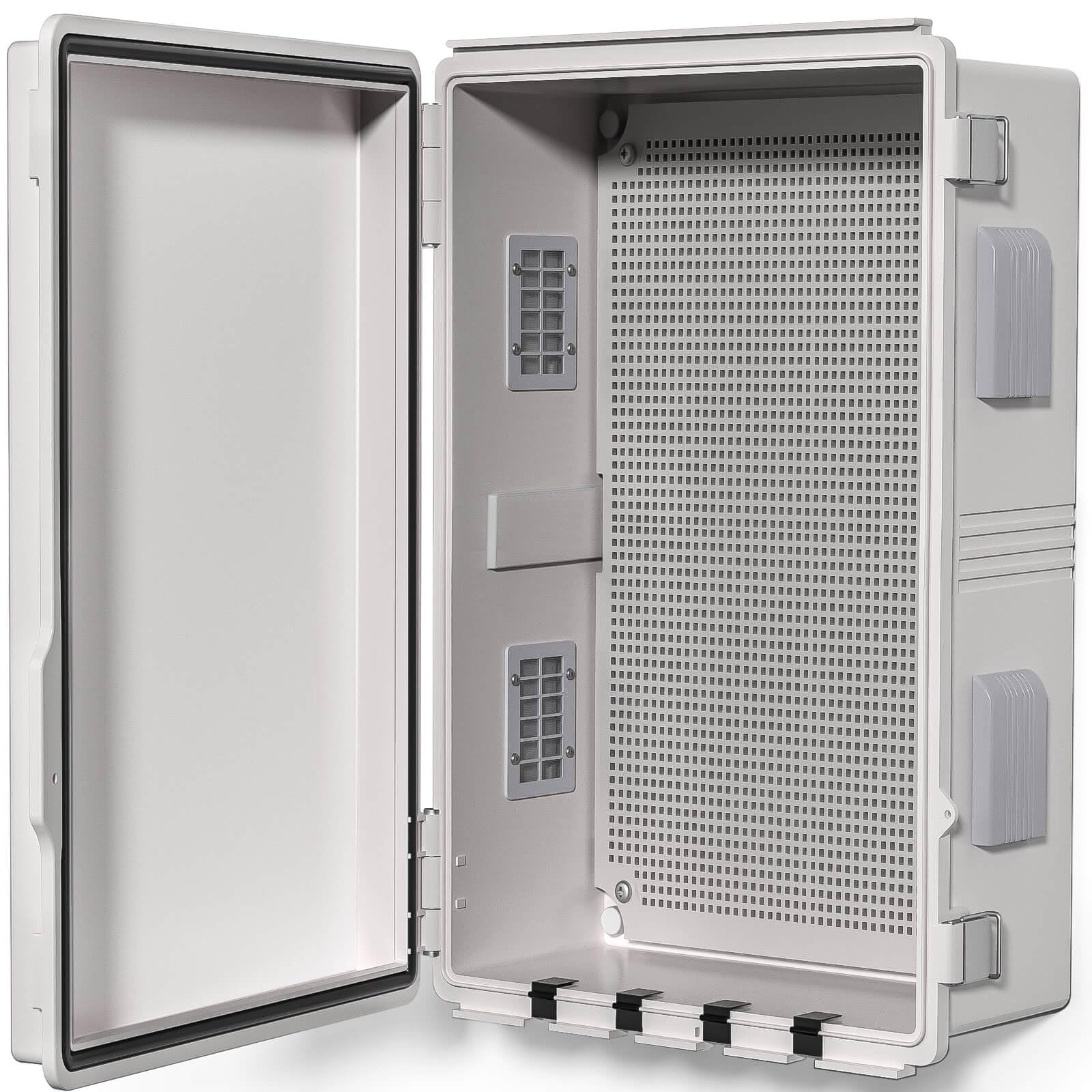 ABS Electrical Junction Box, Ventilated Design, Cable Grommets, IP65 Waterproof Enclosure, Indoor/Outdoor Use with Mounting Panel. (Clear Cover, 8.7"x6.7"x4.3")
