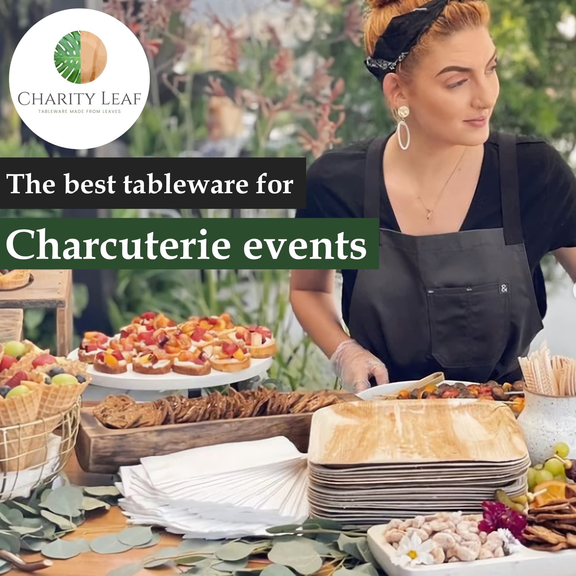 Charity Leaf Disposable Palm Leaf 17" x 12" Trays (10 pieces) Bamboo Like Serving Platters, Disposable Boards, Eco-Friendly Dinnerware For Weddings, Catering, Events