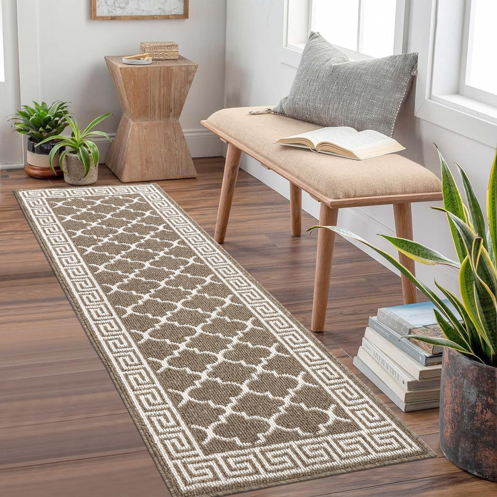 Pauwer Door Mat Indoor Entrance 20"x60" Absorbent Dirt Trapper Welcome Mats for Front Door Washable Entryway Rugs Ultra Thin Doormat Non Slip Runner Rugs for Hallway Kitchen Laundry Room, Beige