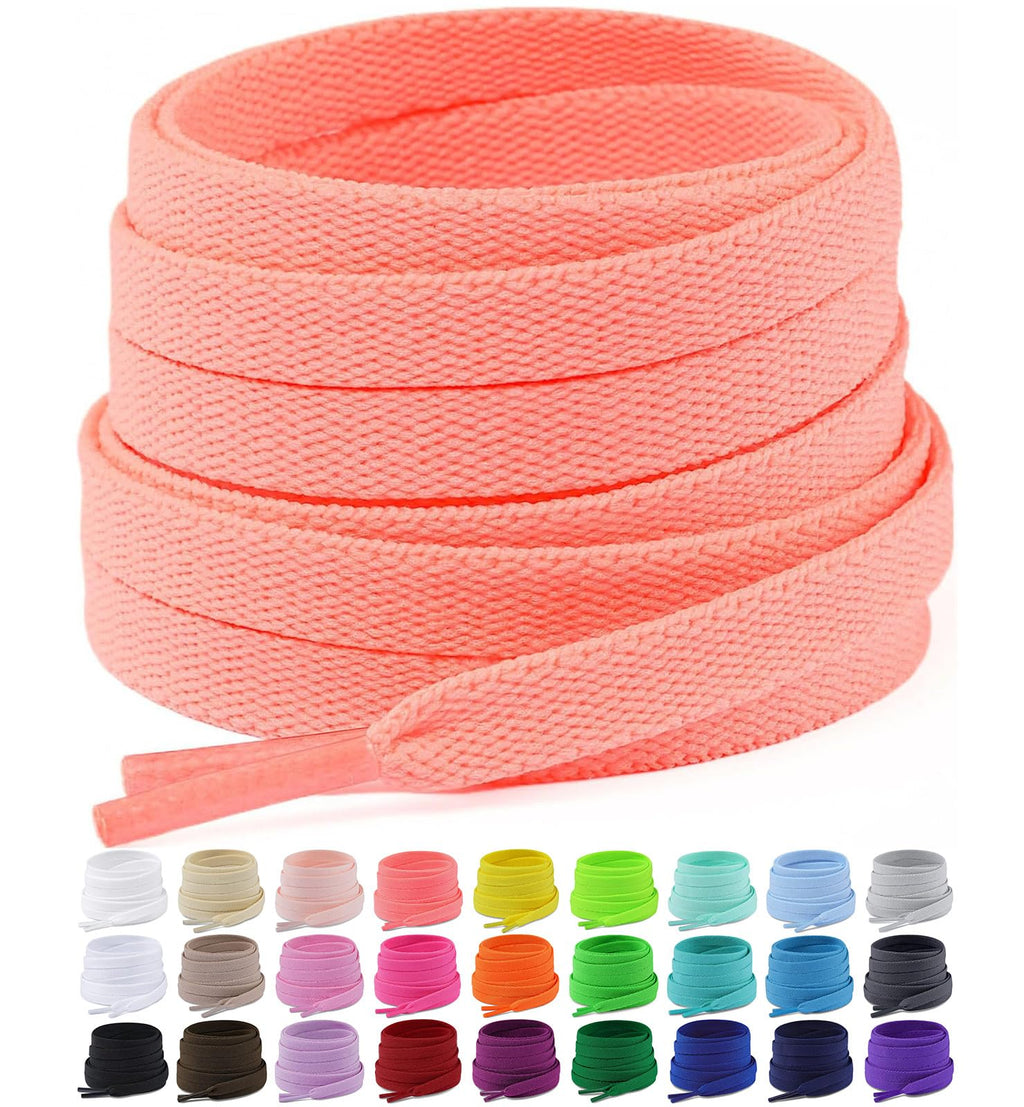 Upgrade Tight Weave Flat Shoelaces 28 Colors 5/16" Wide Shoe Laces for Sneakers - 2Pairs