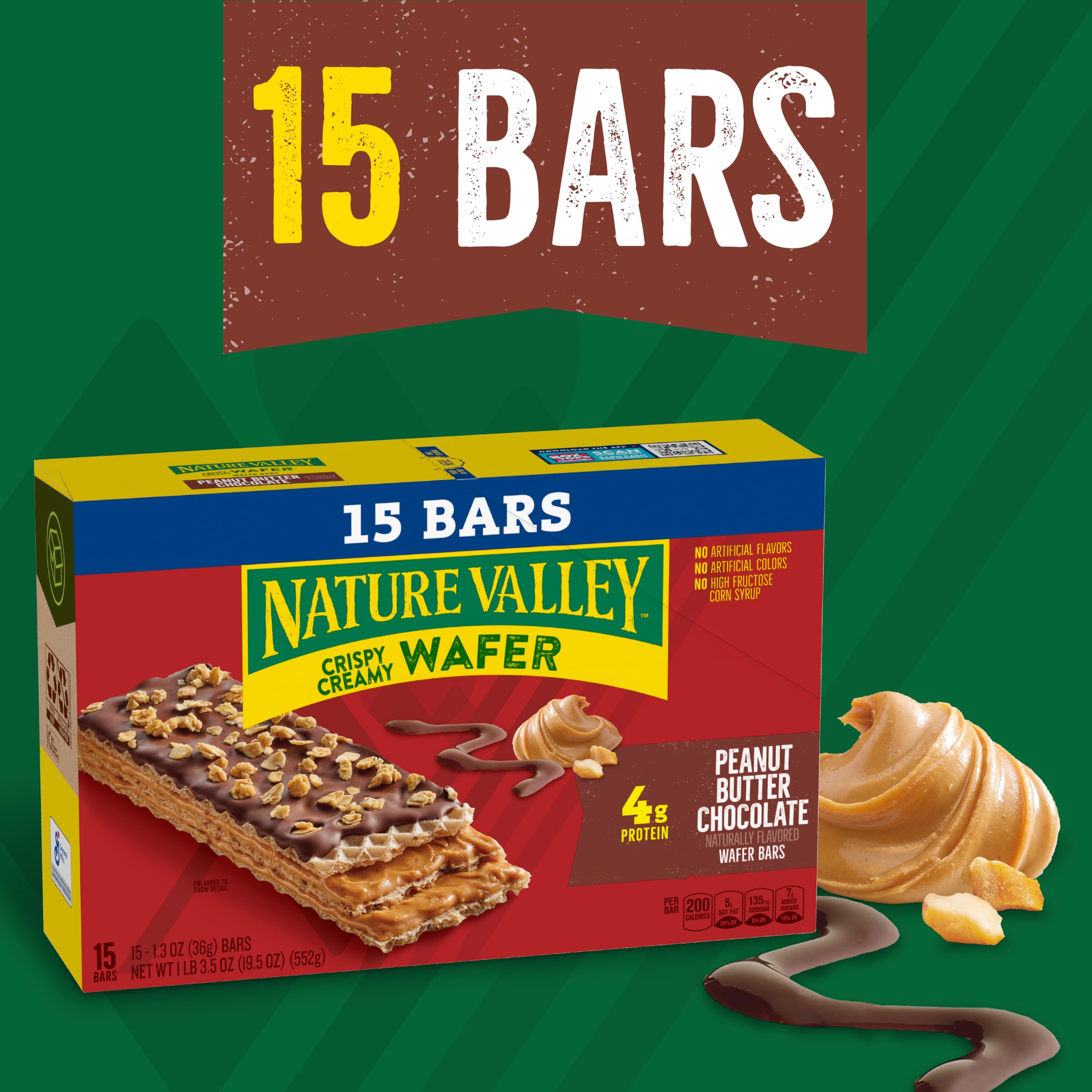 Nature Valley Crispy Creamy Wafer Bars, Blueberry, Whole Grain, 5 Bars, 6.5 oz