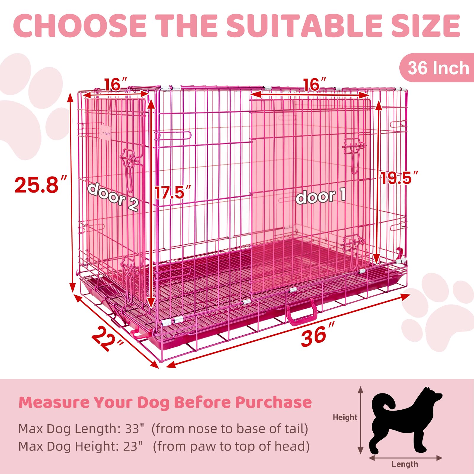 HOMEY PET 24" Gold Color Folding Design Dog Crate Puppy Ertra Small Breed Dog Kennels with Removable Floor Grid and Pull Out Tray, Dog Cage Copper Gold Finish