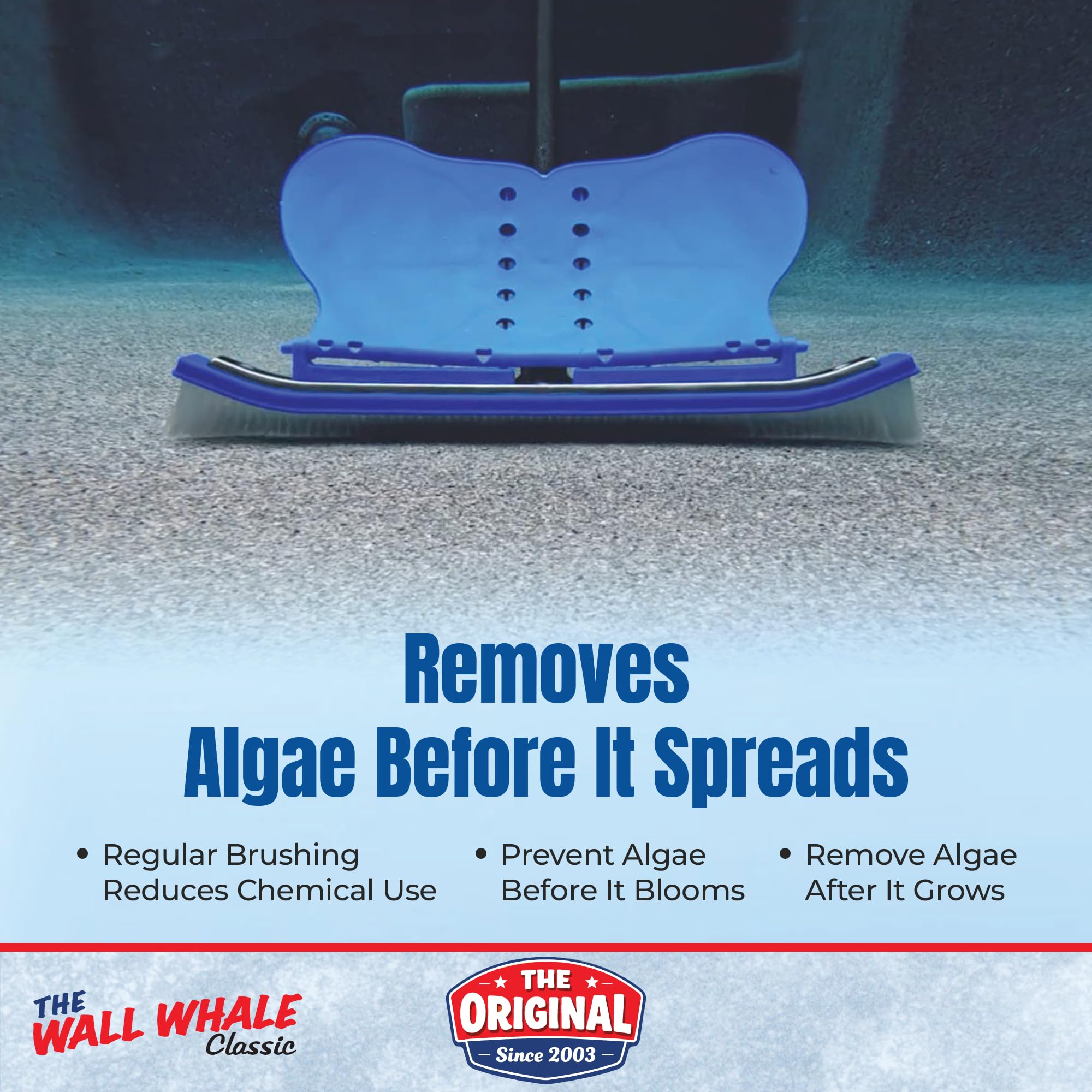 18" Swimming Pool Brush Head | More Than 10x the Brushing Force | Algae Removal & Weekly Brushing | Attaches to Your Existing Pole