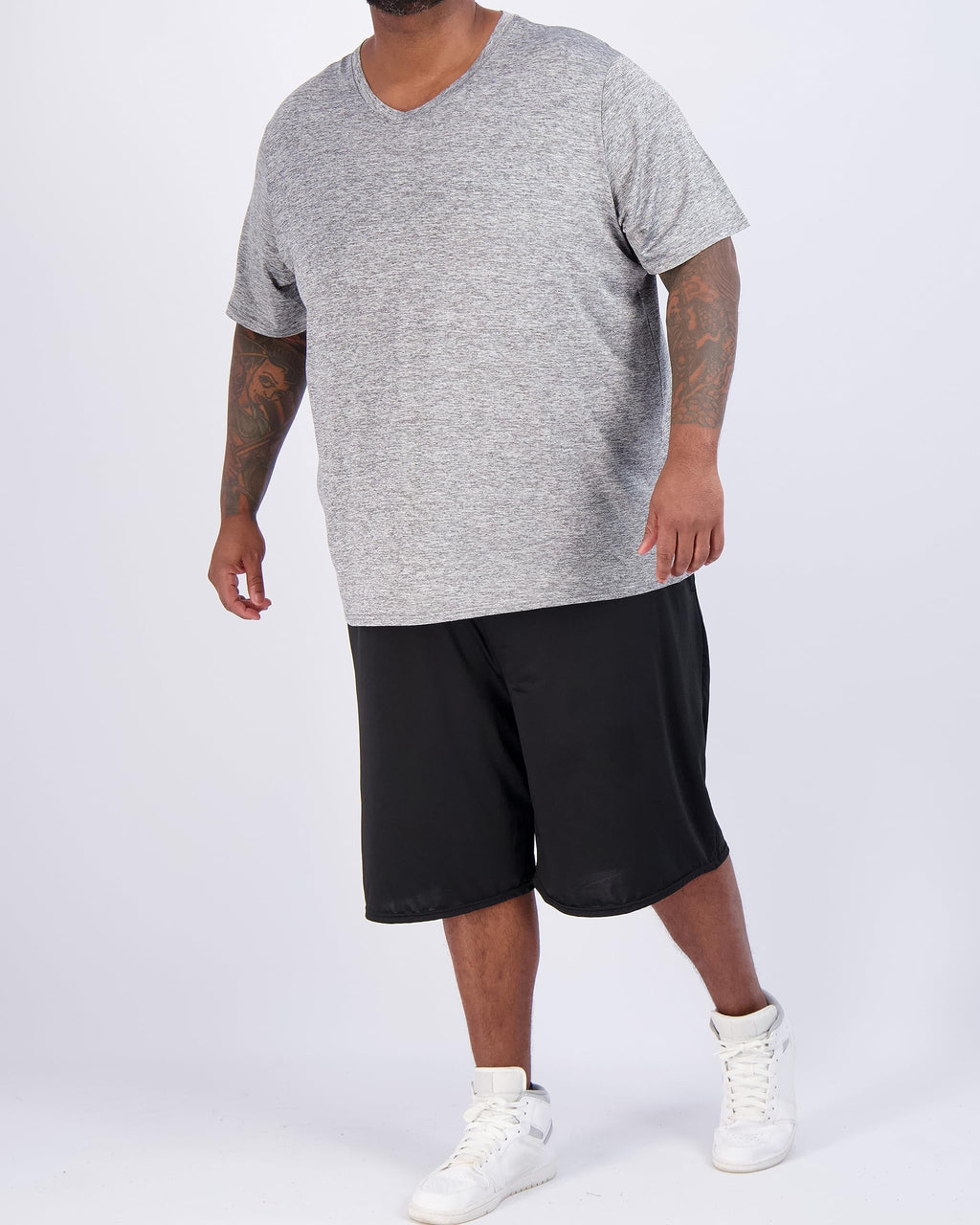 Real Essentials 3 Pack: Men's Big & Tall Short Sleeve V-Neck Athletic T-Shirt Dry-Fit Workout Shirts Moisture Wicking (3X-5X)