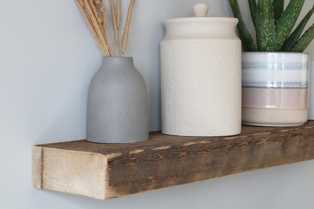Urban Legacy Reclaimed Barnwood Planks | Floating Shelves for Wall w/Flush Mount Shelf Bracket Set Included | Set of 2 (Coffee Bean, 18"x 4.5"x 2")