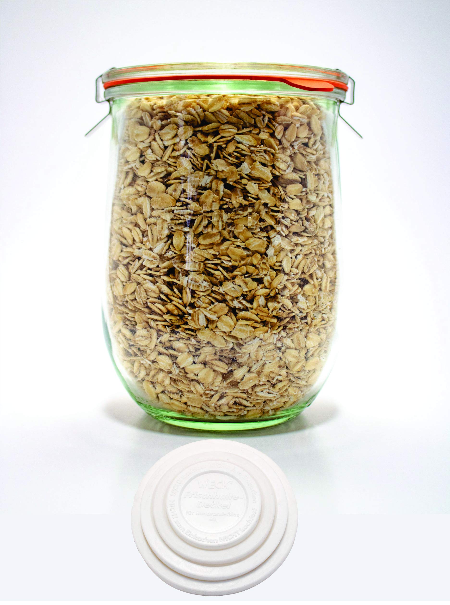 Weck Tulip Jars 1 Liter - Large Sour Dough Starter Jars with Wide Mouth - Suitable for Canning and Storage - 2 with Glass Lids