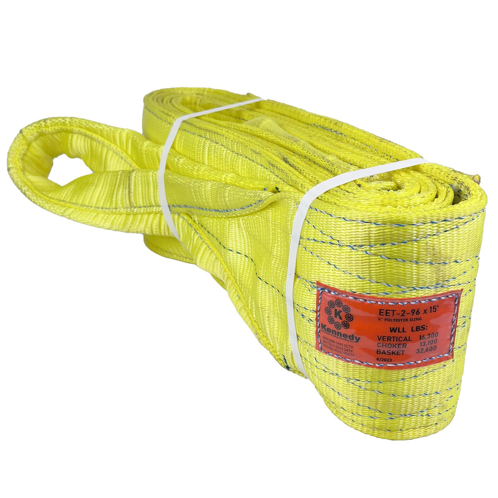 Kennedy Wire Rope & Sling Company 1" x 2' 2-Ply Twist Eye Polyester Lifting Sling (Various Sizes in Listing) Made in The USA
