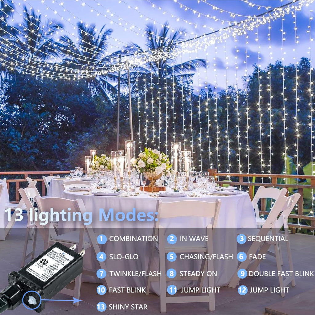 Connectable 100 LED String Lights Indoor Outdoor, 33FT Warm White Christmas Lights Waterproof, 13 Modes with Timer, Twinkle Fairy Lights Plug in Clear Wire for Christmas Tree, Bedroom, Classroom Decor