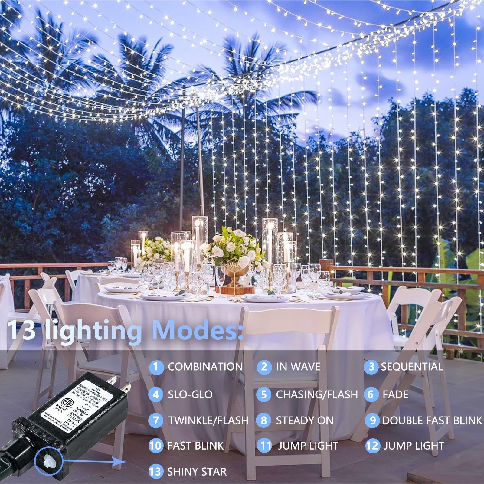Connectable 100 LED String Lights Indoor Outdoor, 33FT Warm White Christmas Lights Waterproof, 13 Modes with Timer, Twinkle Fairy Lights Plug in Clear Wire for Christmas Tree, Bedroom, Classroom Decor