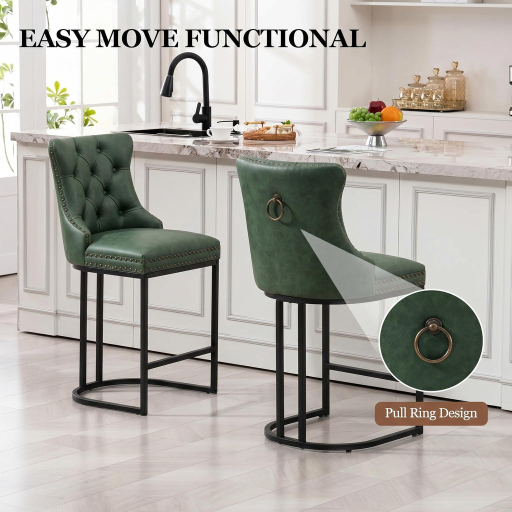 UVV Counter Height Bar Stools Set of 1, 26" Modern Barstools with Back, Velvet Upholstery Counter Chairs with Metal Legs for Kitchen Island, Bar, Counter, Beige