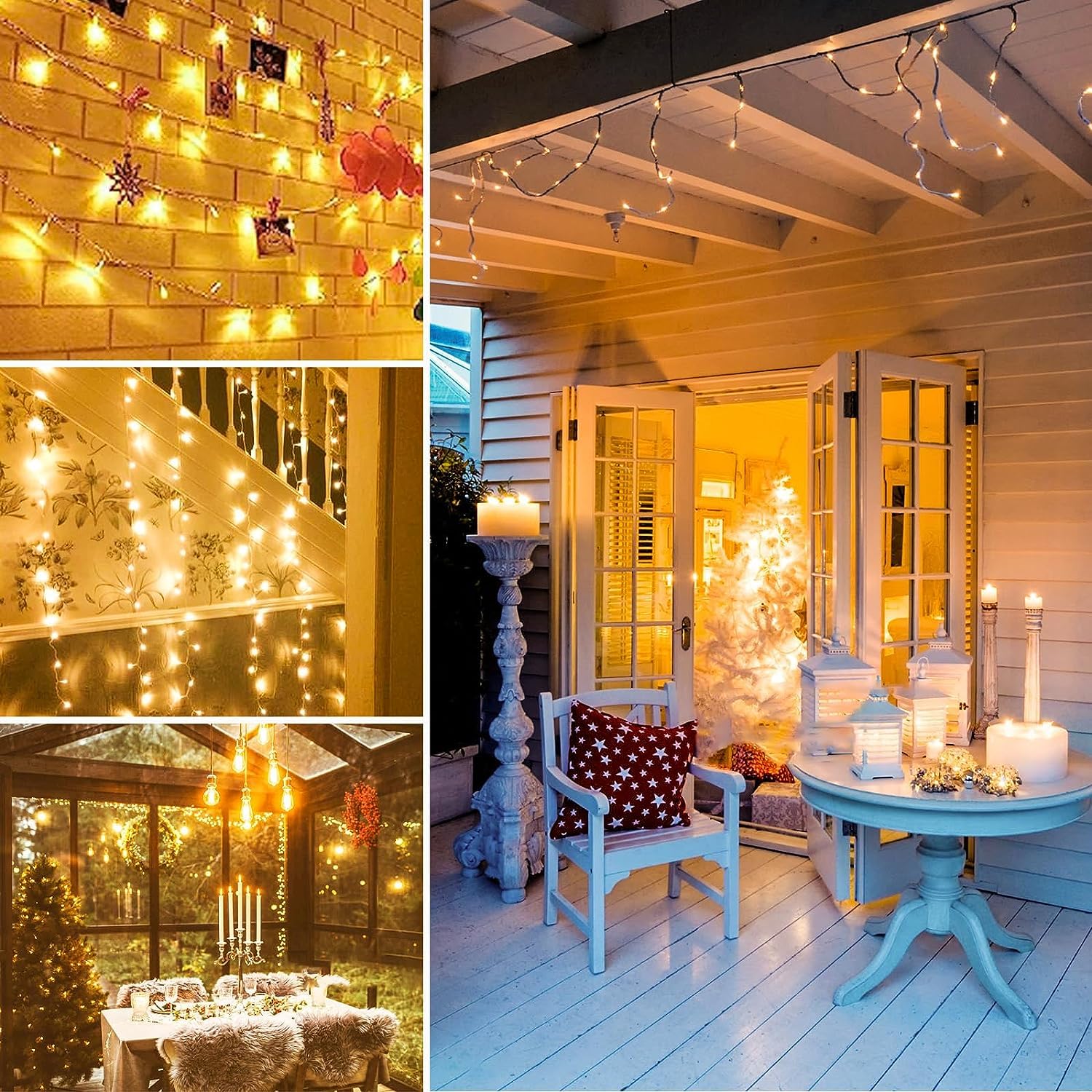 Connectable 100 LED String Lights Indoor Outdoor, 33FT Warm White Christmas Lights Waterproof, 13 Modes with Timer, Twinkle Fairy Lights Plug in Clear Wire for Christmas Tree, Bedroom, Classroom Decor