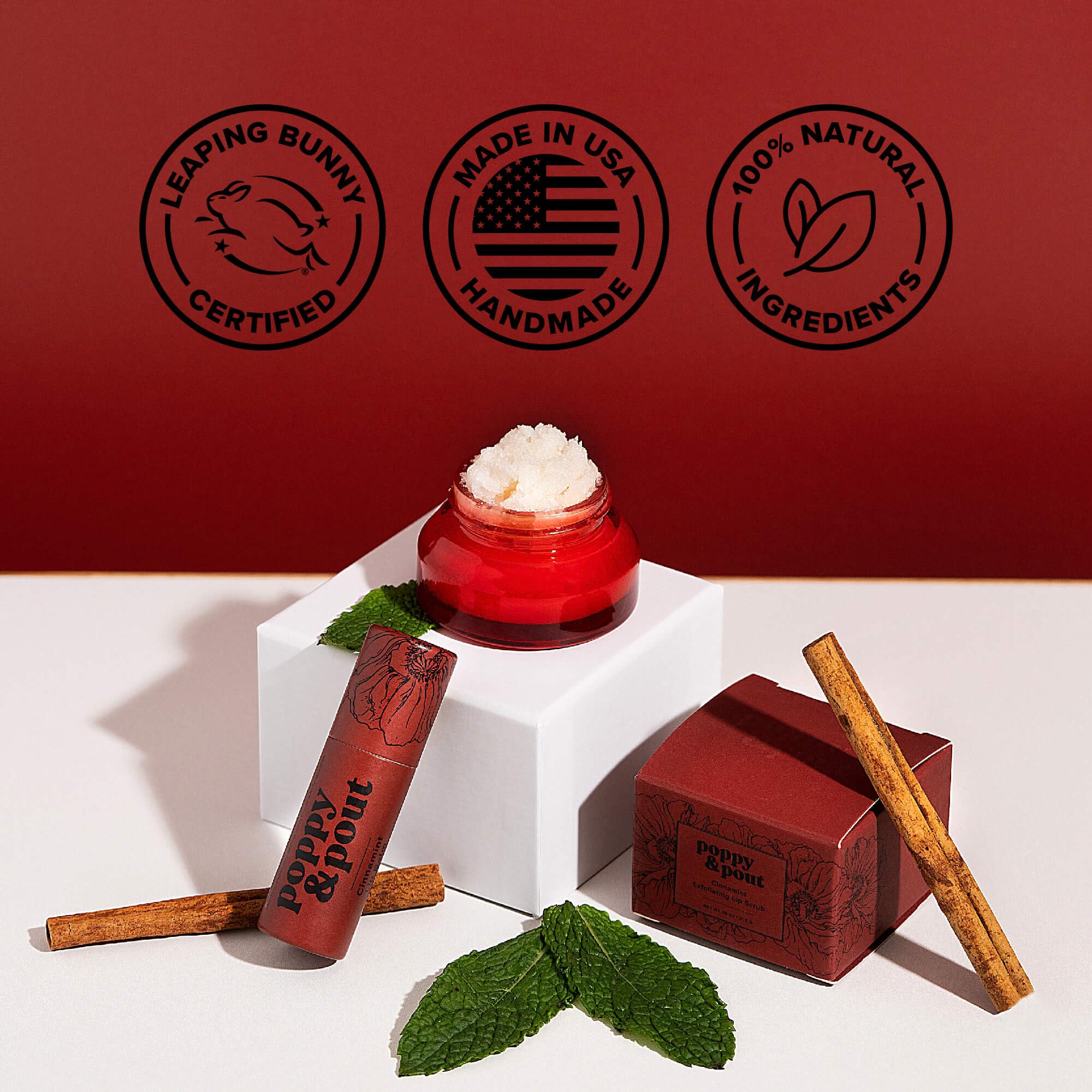 Poppy & Pout Blood Orange Mint Jumbo Lip Balm | All Natural Lip Balms & Moisturizers | Hydrates with Beeswax, Vitamin E, Organic Coconut Oil | Cruelty-Free | Lip Balm in Recyclable Cardboard Tube